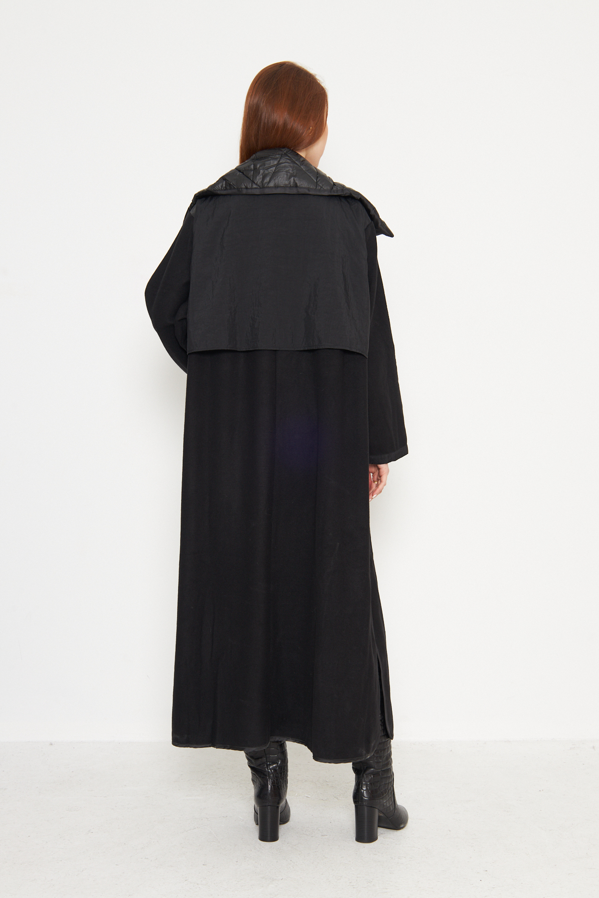 Kutaf  Siyah Özel Tasarım Oversize Kruvaze Yaka Astarlı Dış Giyim - Görsel 5