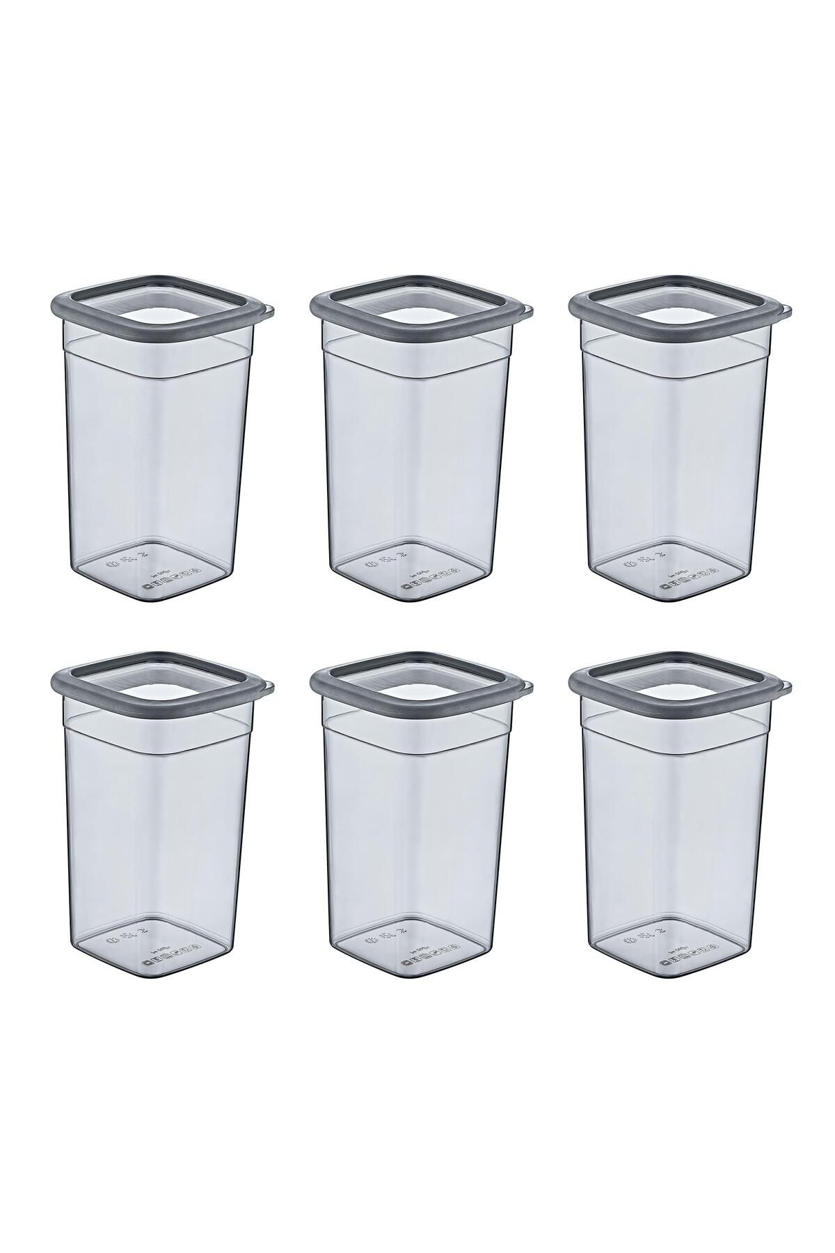 Smartware-Anthracite 1440 ml - Set of 6 Scale Square Storage Containers 1