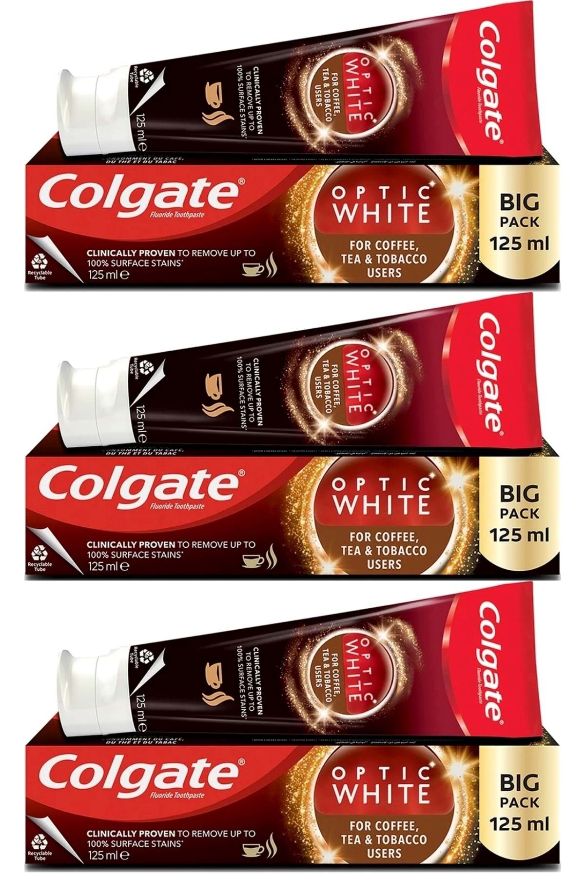 Colgate Diş Macunu Optic White 125ML Çay-Kahve-Sigara (3 Lü Set)