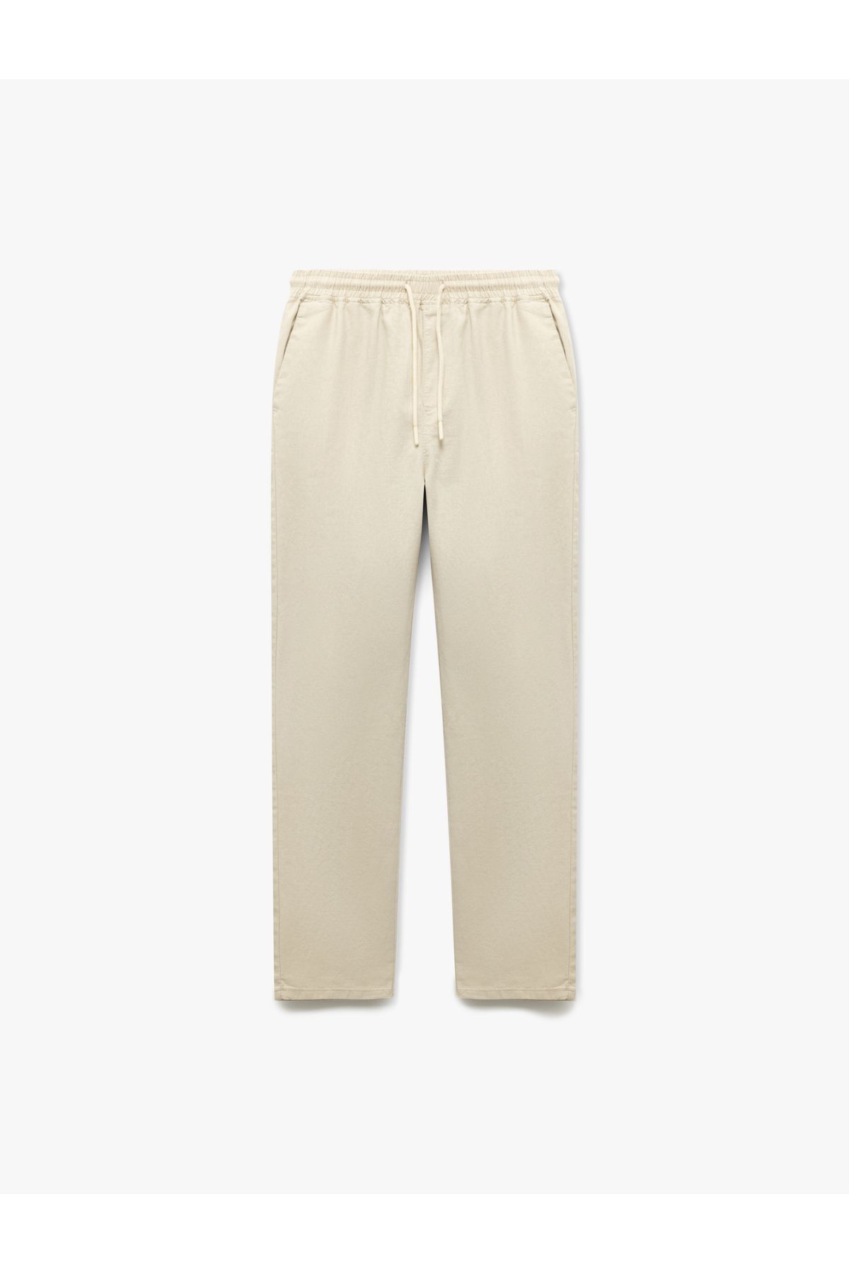 Koton-Linen Cotton Blended Summer Chino Pants with Lace-Up Waist 3