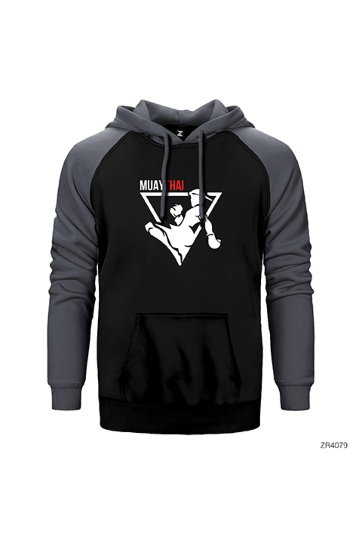 Z zepplin Muaythai Gri Renk Reglan Kol Kapşonlu Sweatshirt