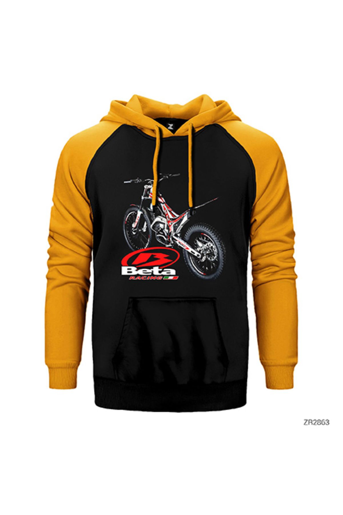 Z zepplin Beta Racing Sarı Renk Reglan Kol Kapşonlu Sweatshirt