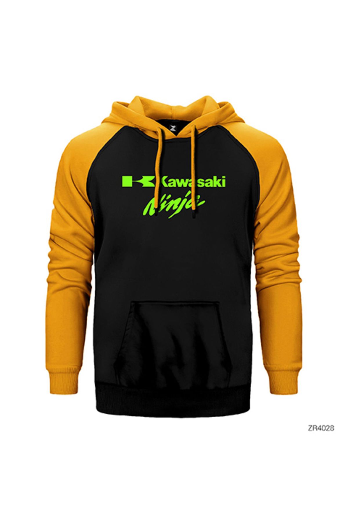 Z zepplin Kawaski Ninja Sarı Renk Reglan Kol Kapşonlu Sweatshirt