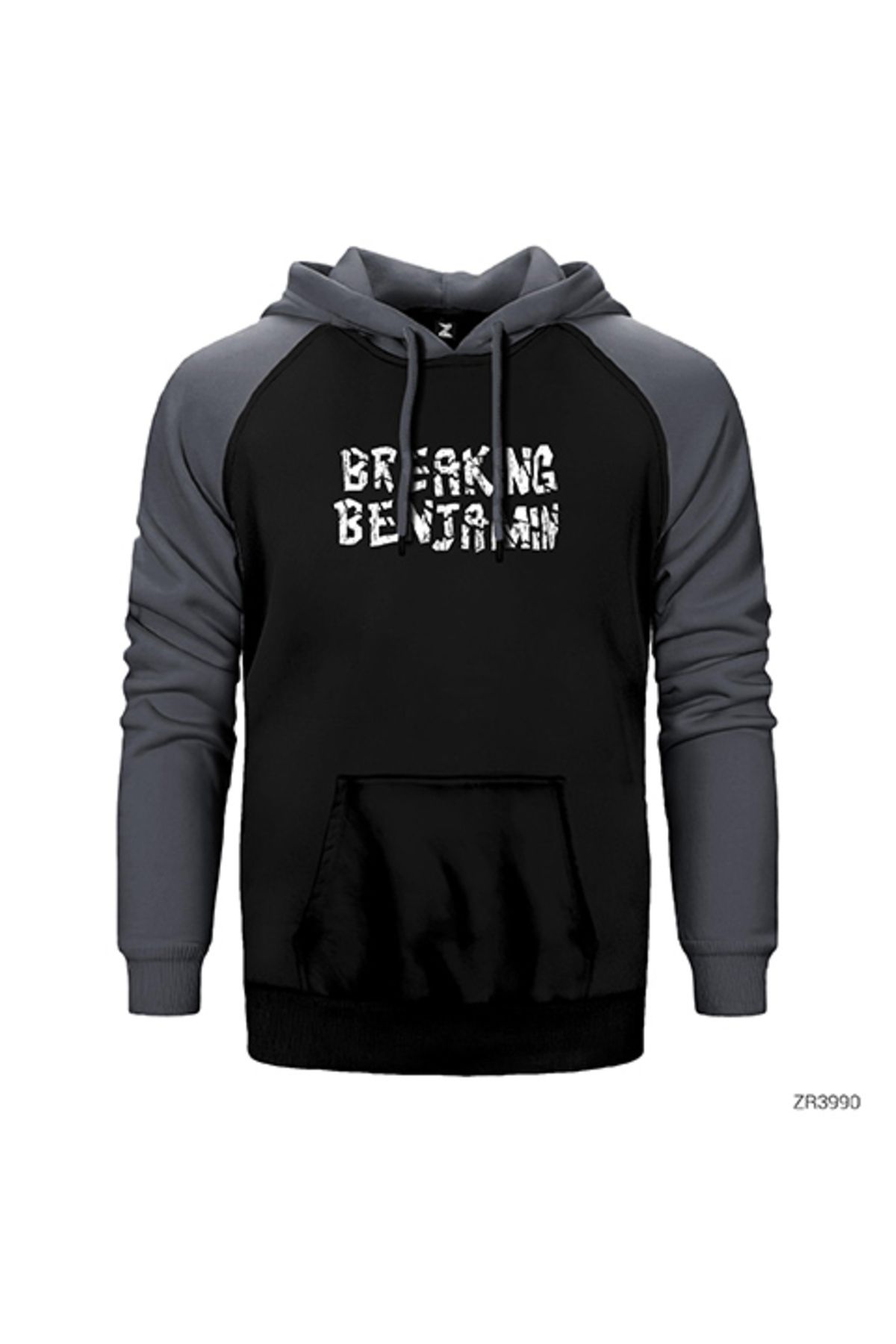 Z zepplin Breaking Benjamin Logo Gri Renk Reglan Kol Kapşonlu Sweatshirt