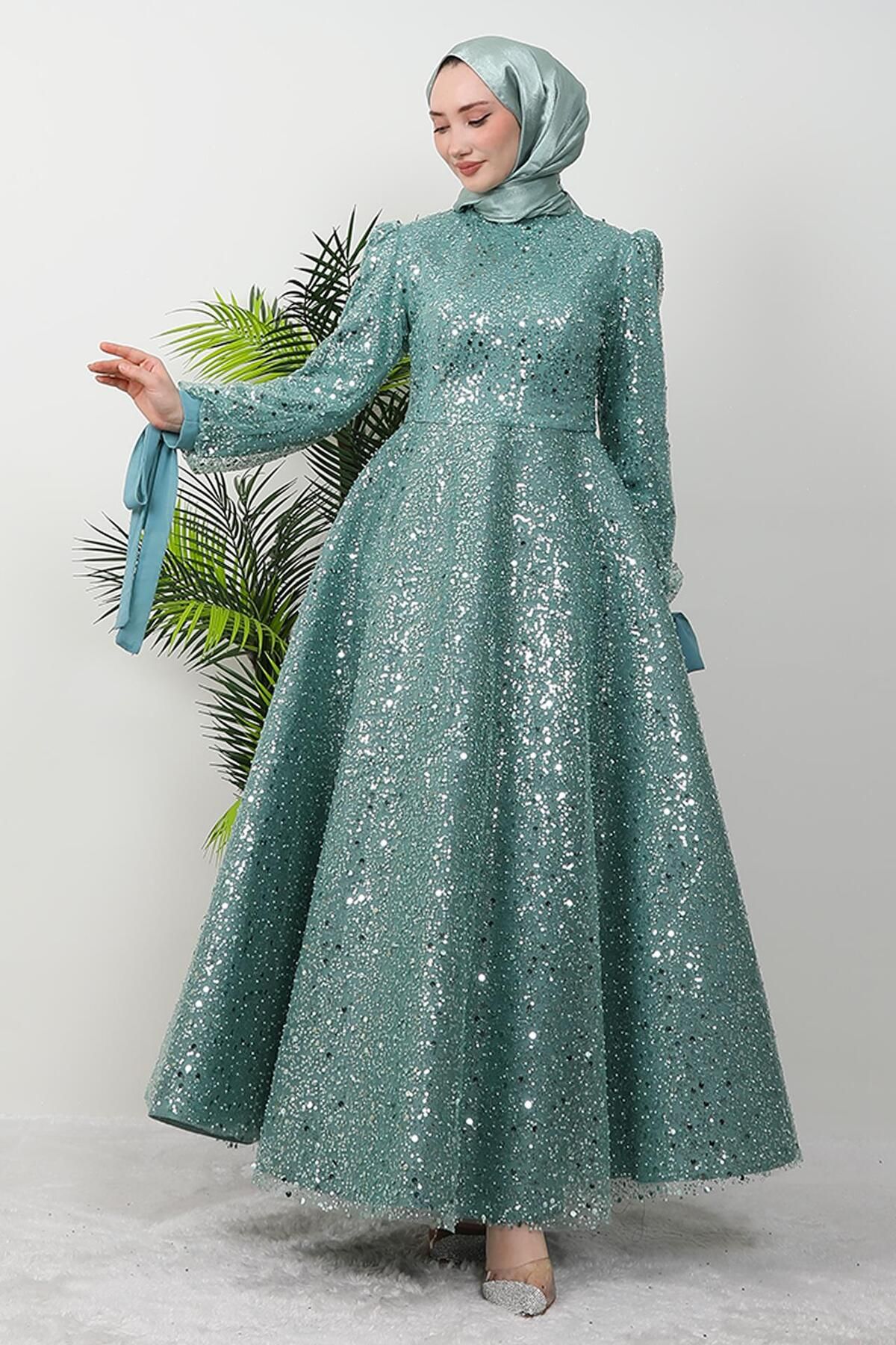 giz astore-Tansu Hijab Evening Dress Mint 4