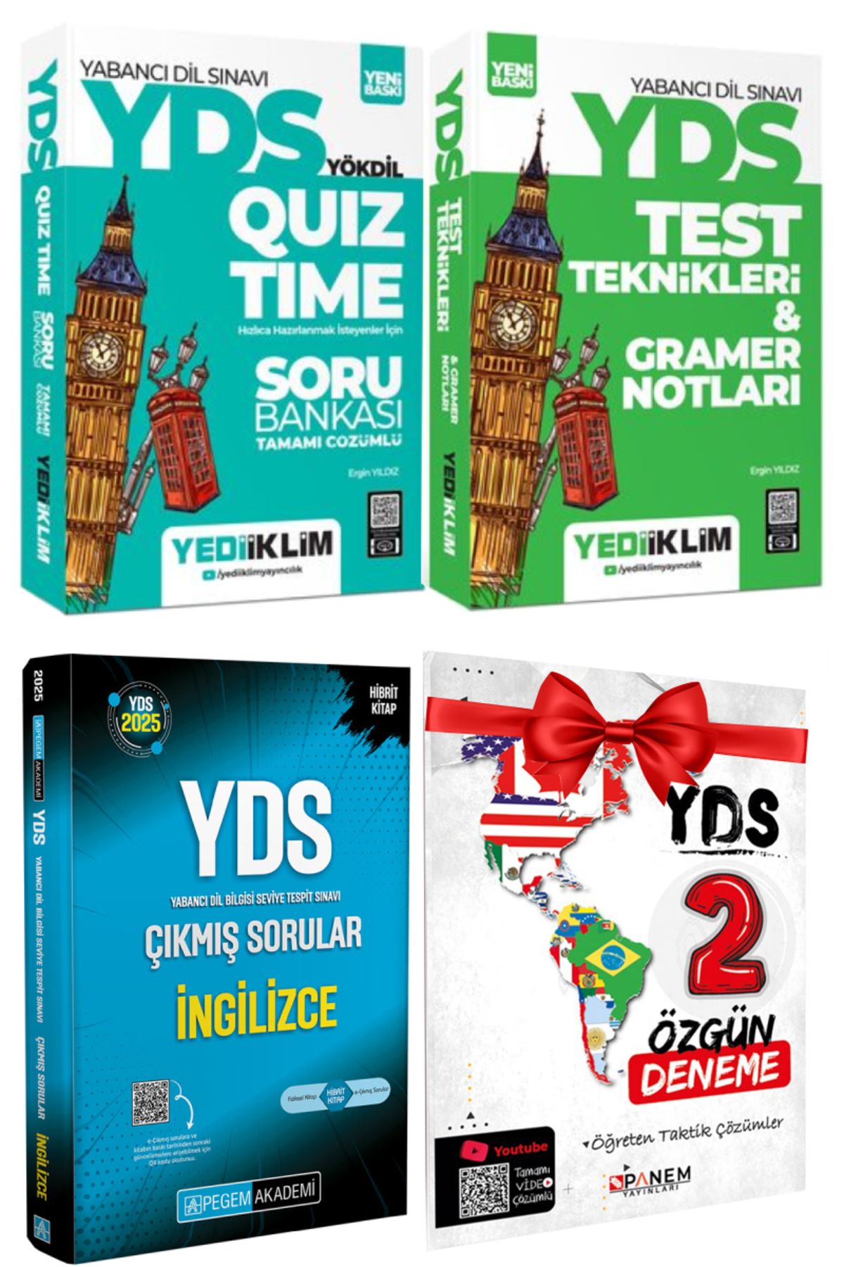 Yediiklim Yayınları 2025 Yediiklim YDS Soru Bankası+Yediiklim YDS Test Teknikleri+Pegem YDS Çıkmış Sorular+Hediye