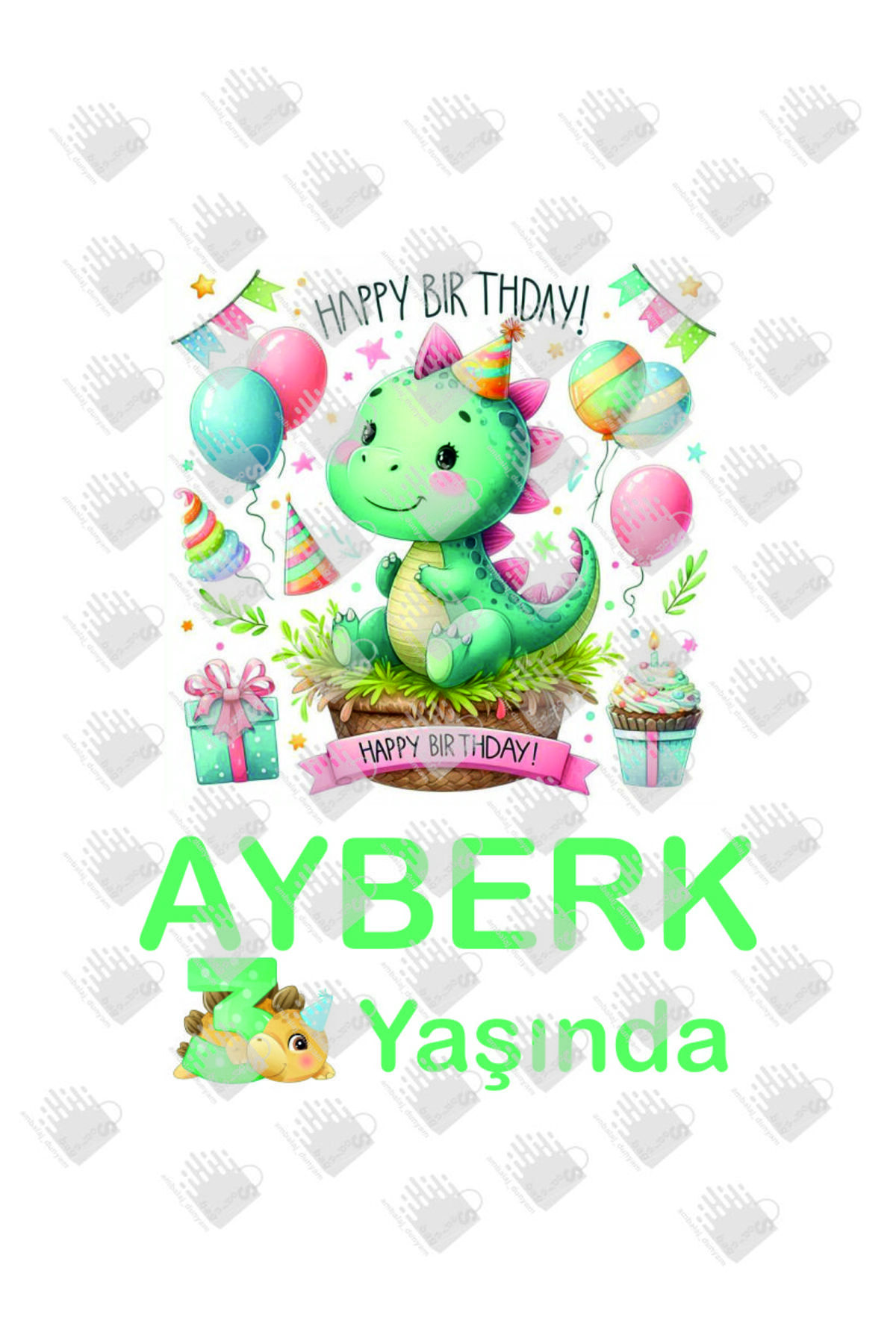 AMBALAJDÜNYAM 25 Adet Dinozor Görselli Doğum Günü Hediye Poşeti / Çantası (18*8*24) fotoğrafı 2 (önizleme)