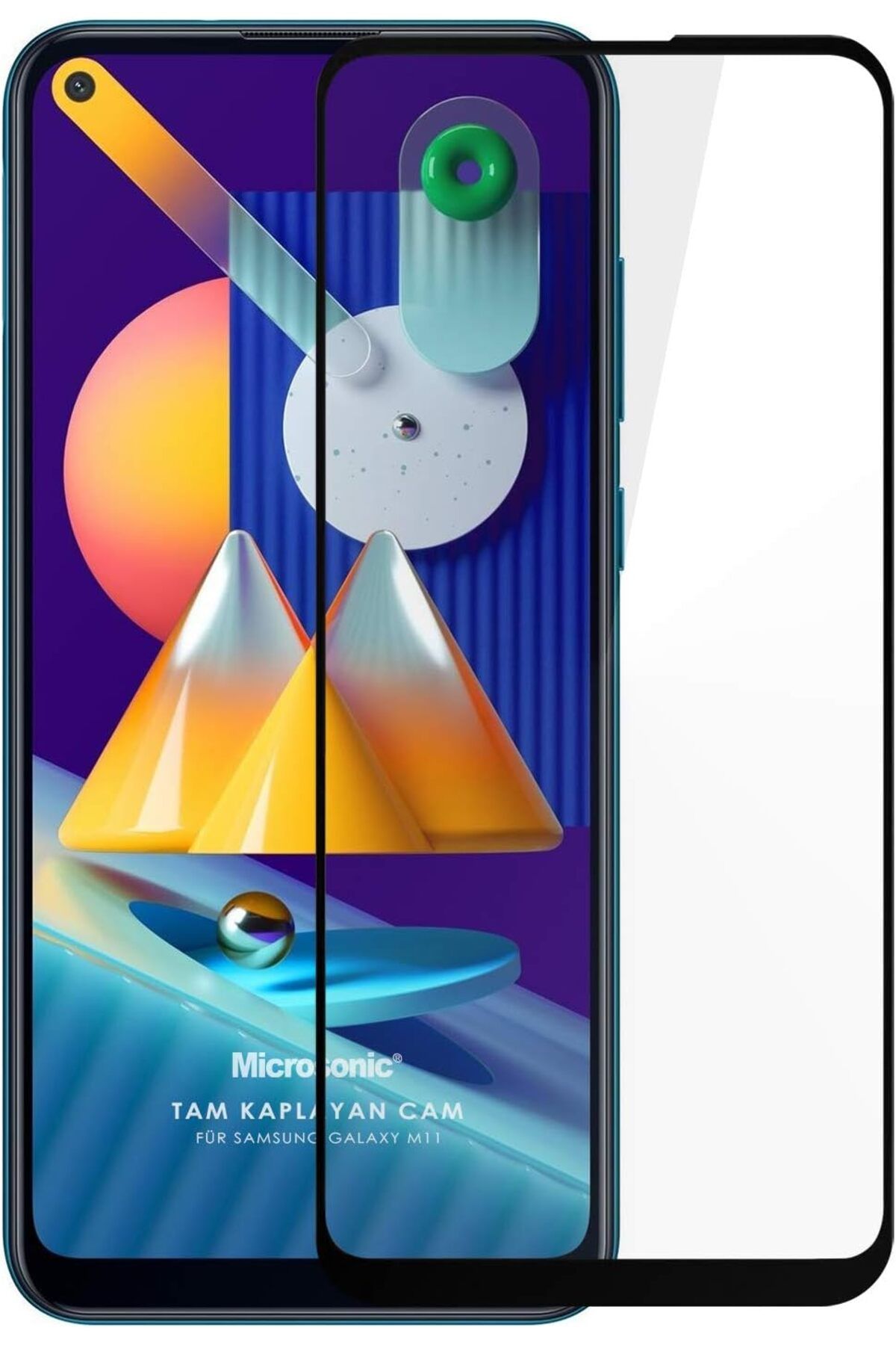 yenibagshop Samsung Galaxy M11 Tam Kaplayan Temperli Cam Ekran Koruyucu Siyah