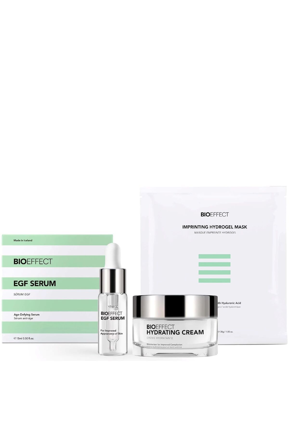 BIOEFFECT İkon Seti, EGF Serum, Nemlendirici Krem & Hidrojel Maske