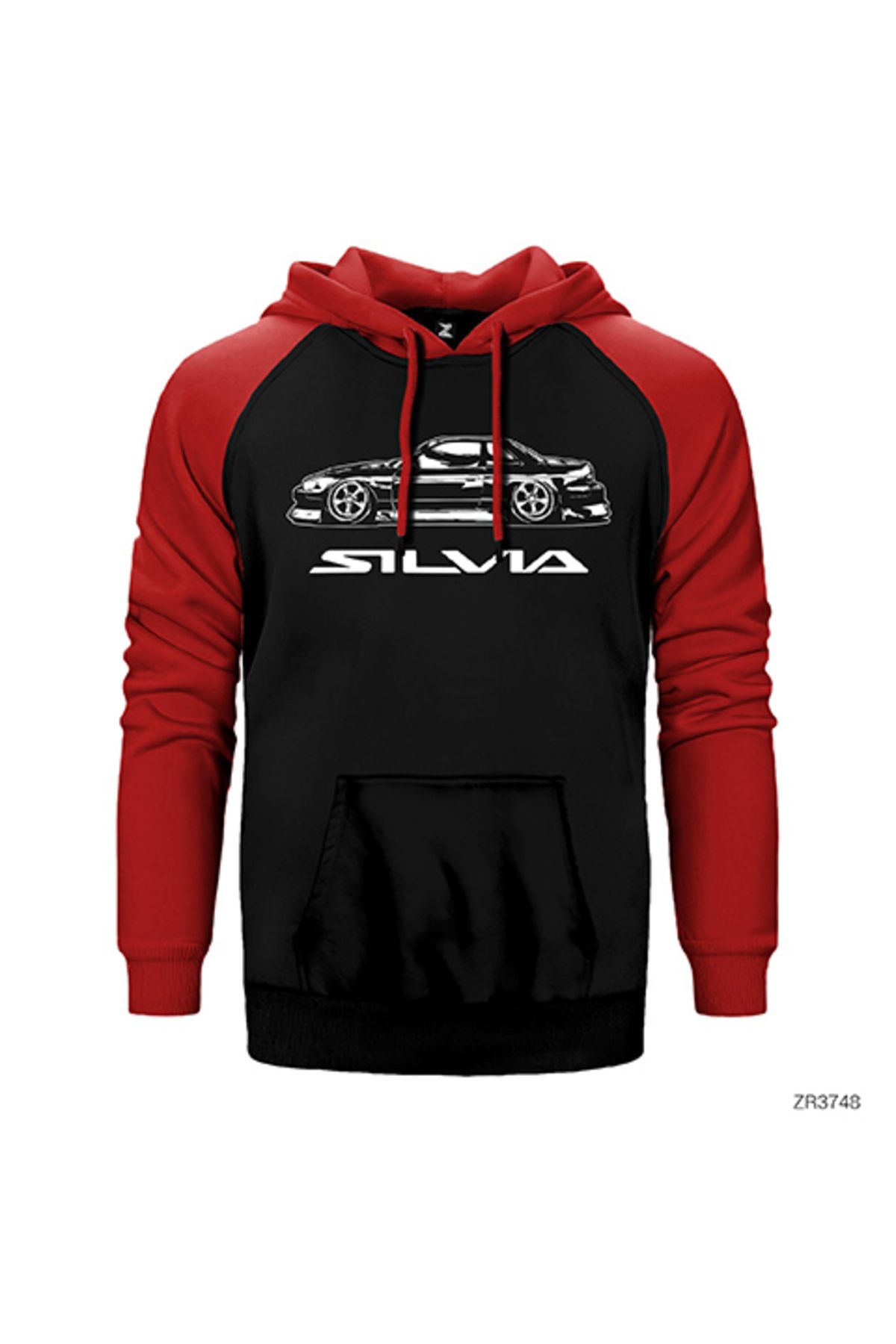 Z zepplin Nissan Silvia Kırmızı Renk Reglan Kol Kapşonlu Sweatshirt