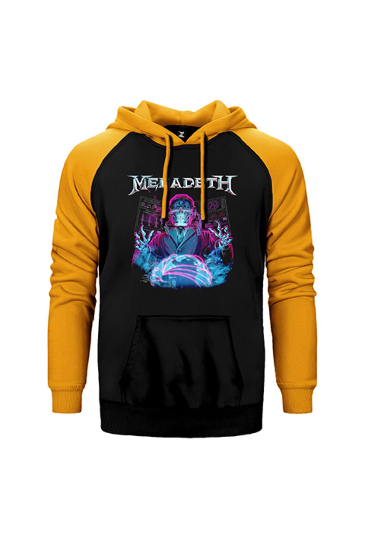 Z zepplin Megadeth Ruler Of The World Sarı Renk Reglan Kol Kapşonlu Sweatshirt