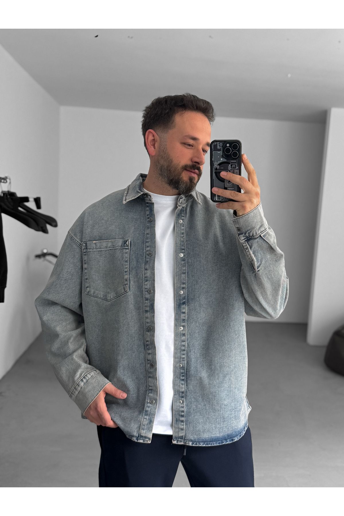 BYBASICMAN-Light Blue Single Pocket Washed Denim Jacket C-1643 5