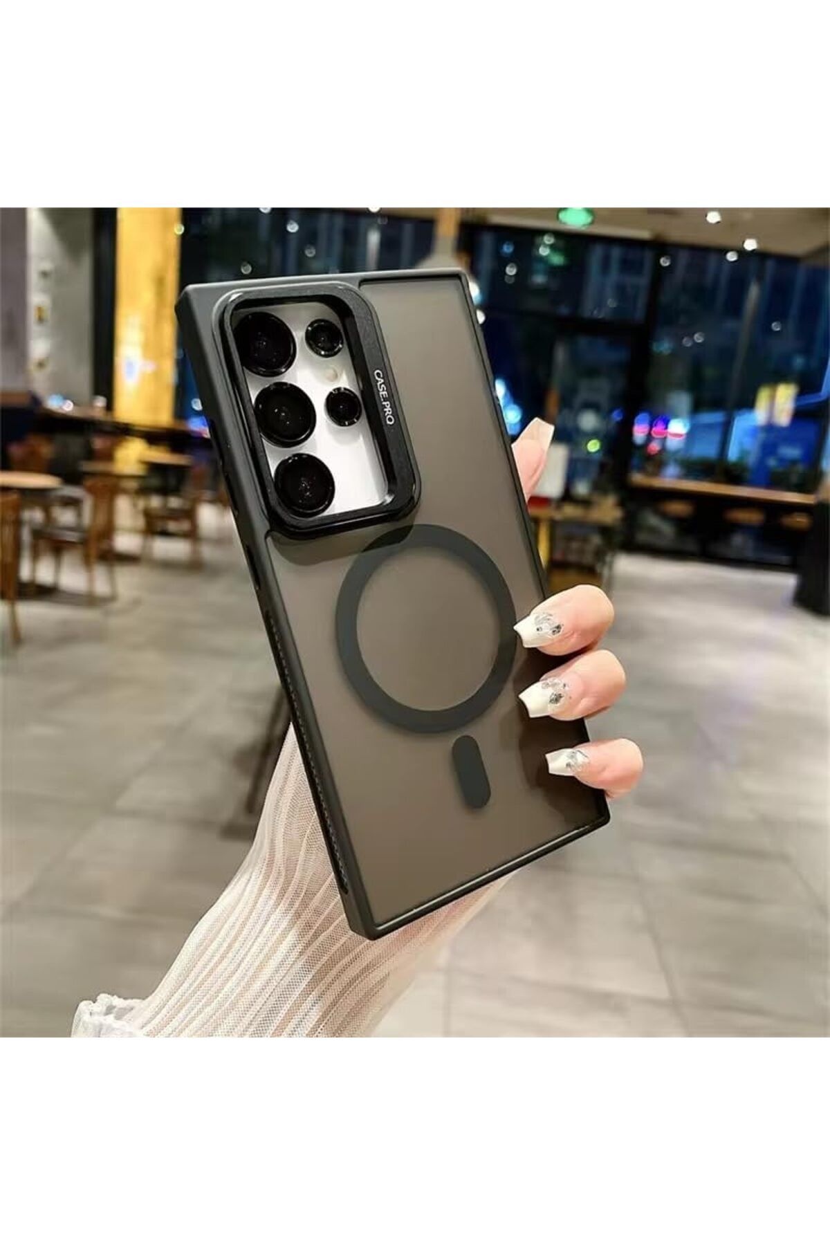 STOREMAX cmllashop Galaxy S24 ULTRA Kılıf Krom Mika Kamera Lens Hediyeli Kapak Arkası Mat Mıknatıs Şarj