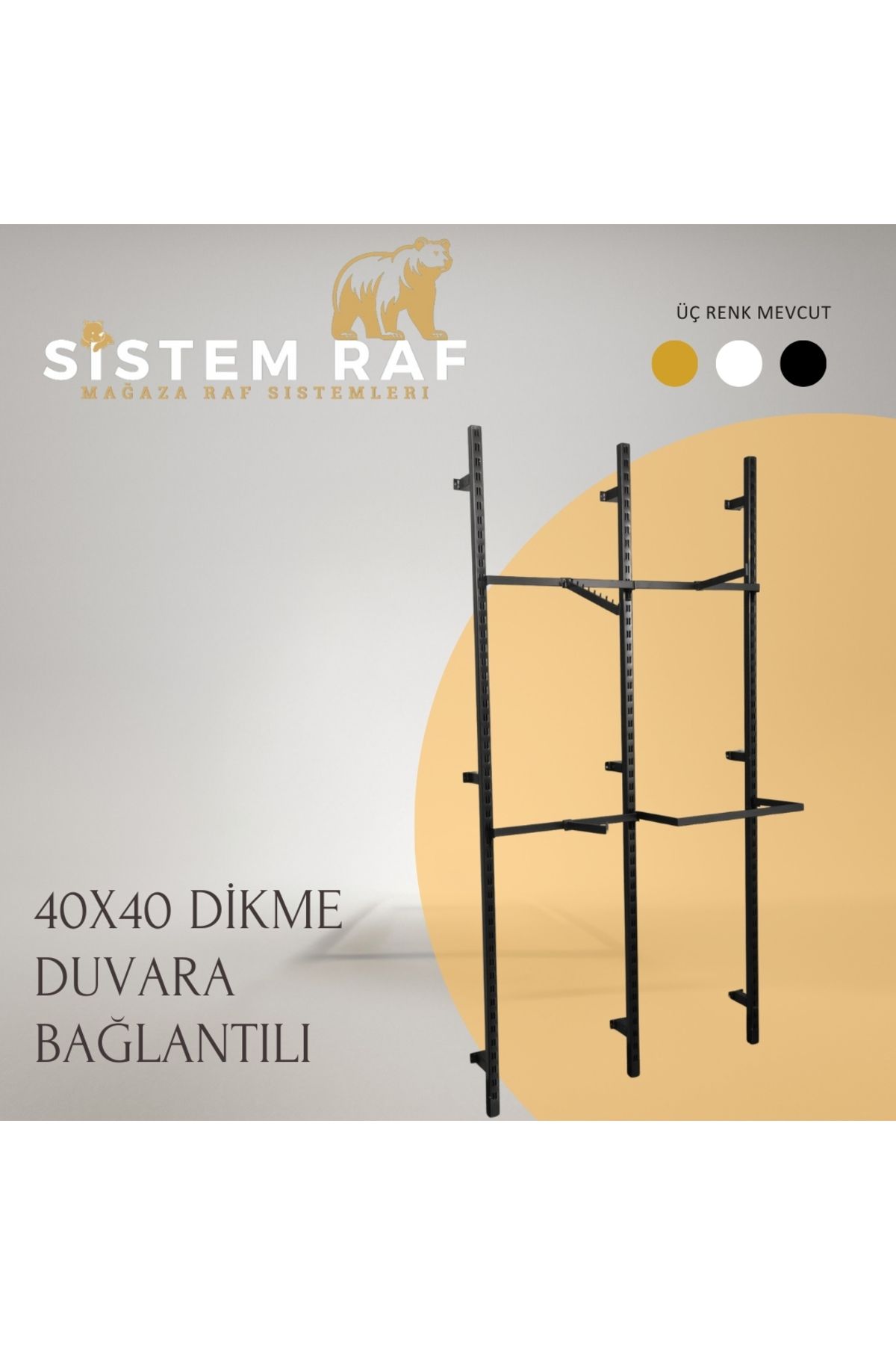 sistem raf 40*40 Dikme Duvar Bağlantılı - Raf Kolu Dikmesi