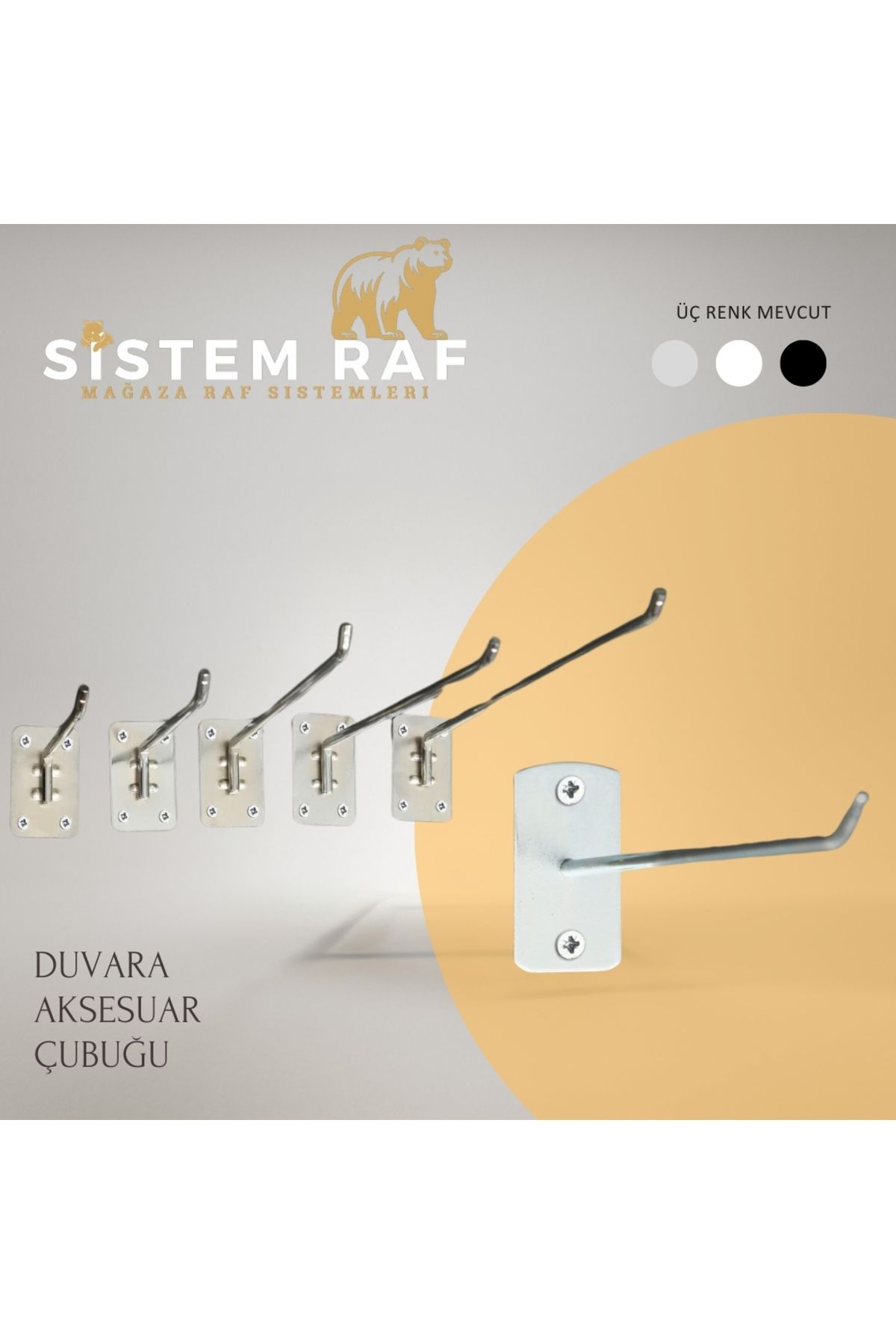 sistem raf Duvar Bağlantılı Metal Kanca  25’li Paket