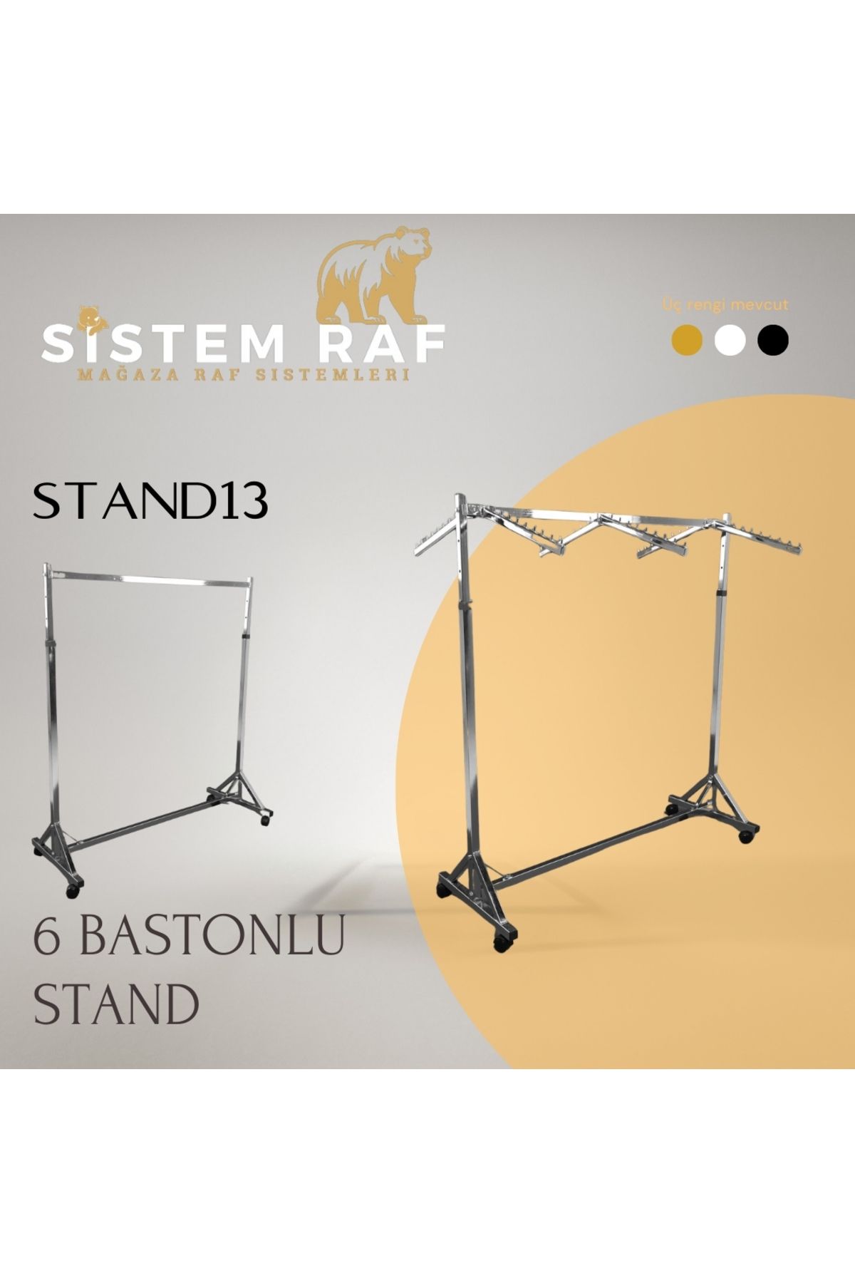 sistem raf Çift Taraflı 6 Bastonlu Stand - Elbise Askılığı