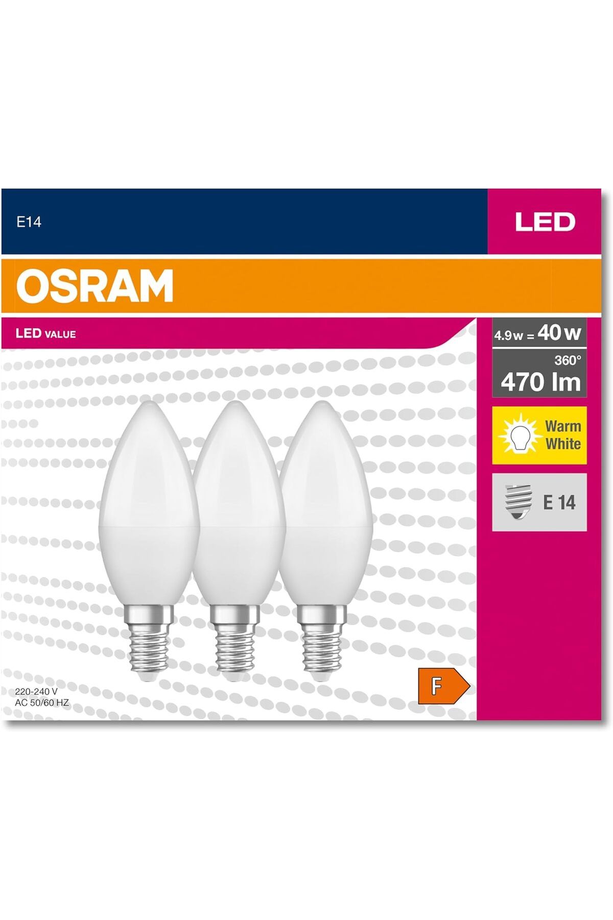 STOREMAX Led Klasik Mum Lamba Sarı Işık 470 Lamba E14 3'lü mazıdagi 1051066