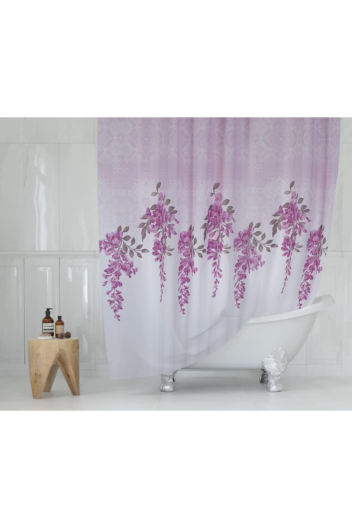 STOREMAX acelya Lila Banyo Perdesi - 180x200 cm Duş Perdesi Polyester Kumaş Su Geçirmez Banyo Perdeleri, T
