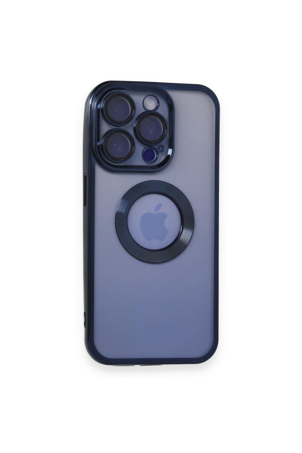 LOFTİN iPhone 15 Pro Max Kılıf Slot Silikon Lens Koruyuculu - Lacivert