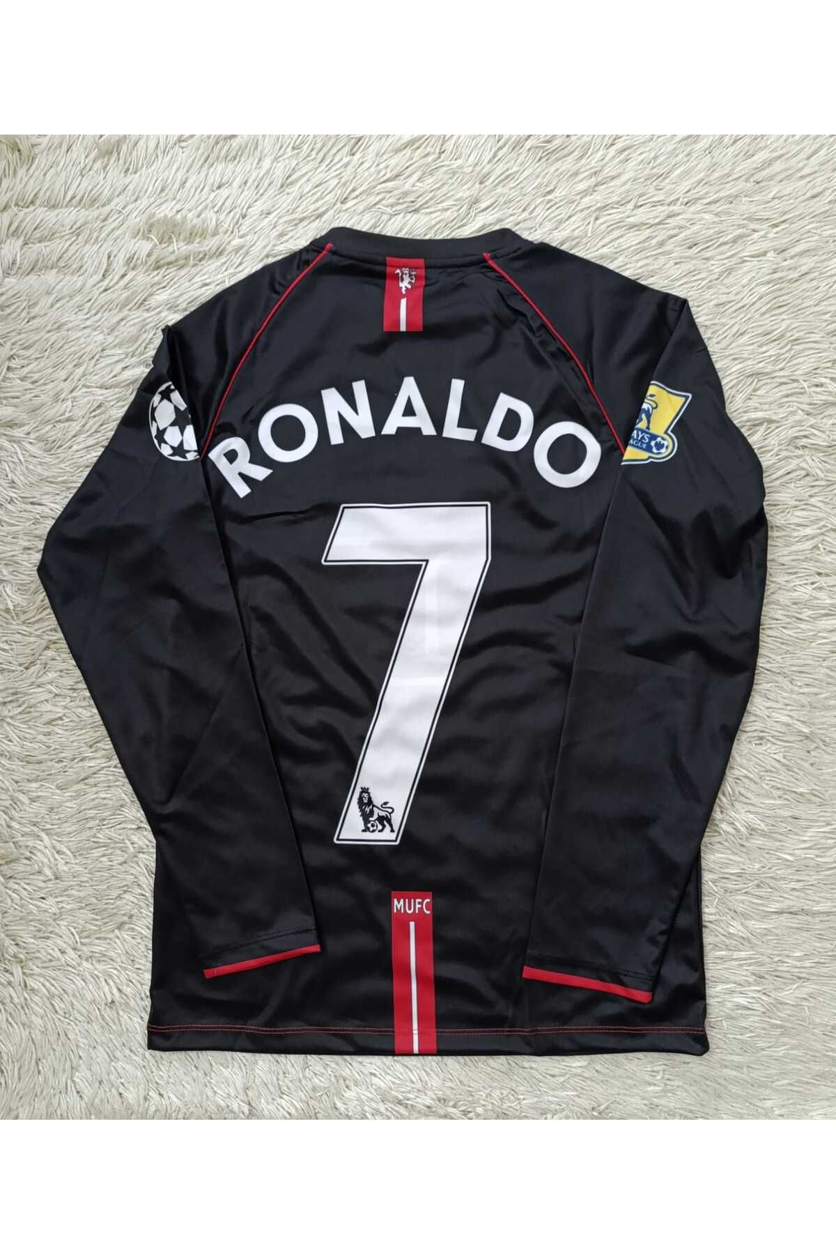 gran coupe -Manchester United 2007 - 2008 Siyah Uzun Kol Ronaldo Retro Forması  .trky106.