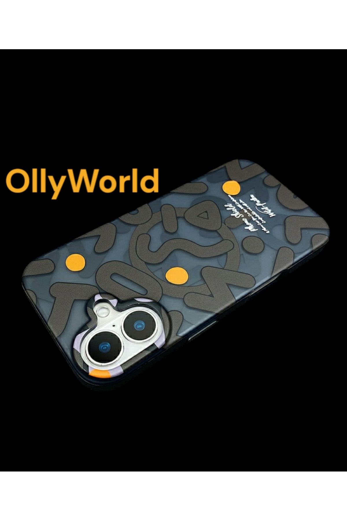 Ollyworld İphone 16 Uyumlu Geometrik Grafitti Hologramlı Kahverengi Kılıf