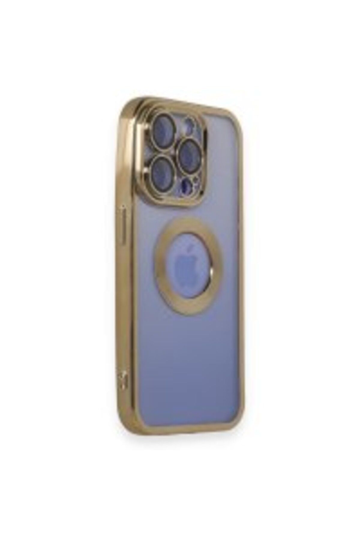 LOFTİN iPhone 15 Pro Max Kılıf Slot Silikon Lens Koruyuculu - Gold