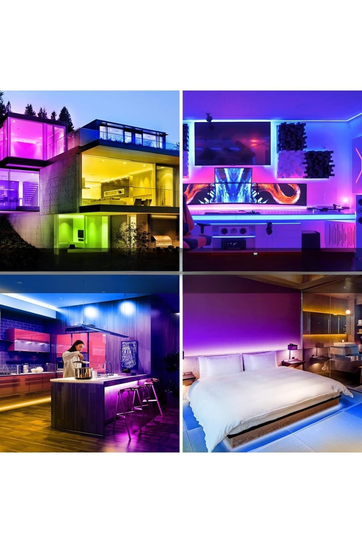 yenibagshop dükkan 5 Metre RGB Şerit Led Kumandalı 44 Tuşlu 20 Renk RGB Şerit Işık Aydınlatma