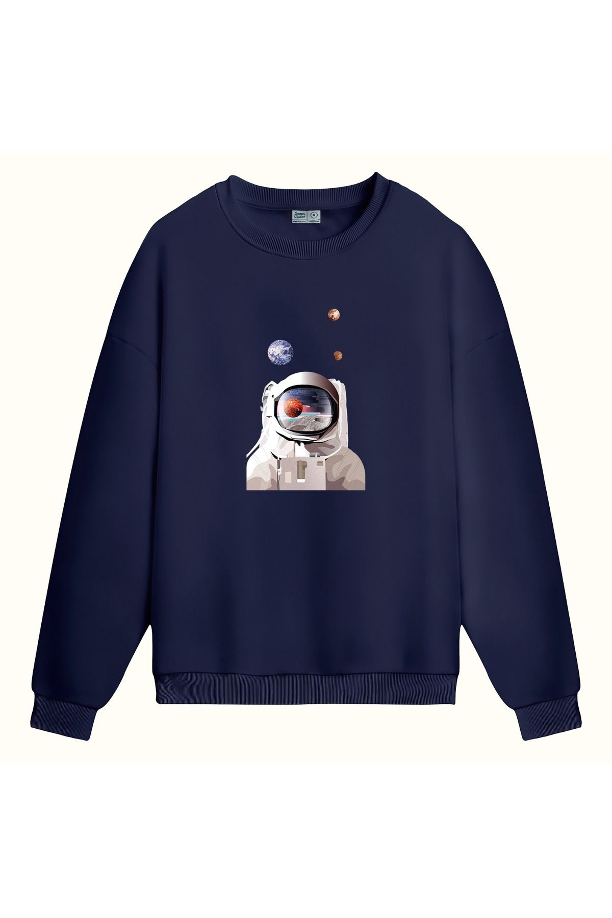 CCwear space travel baskılı bisiklet yaka sweatshirt