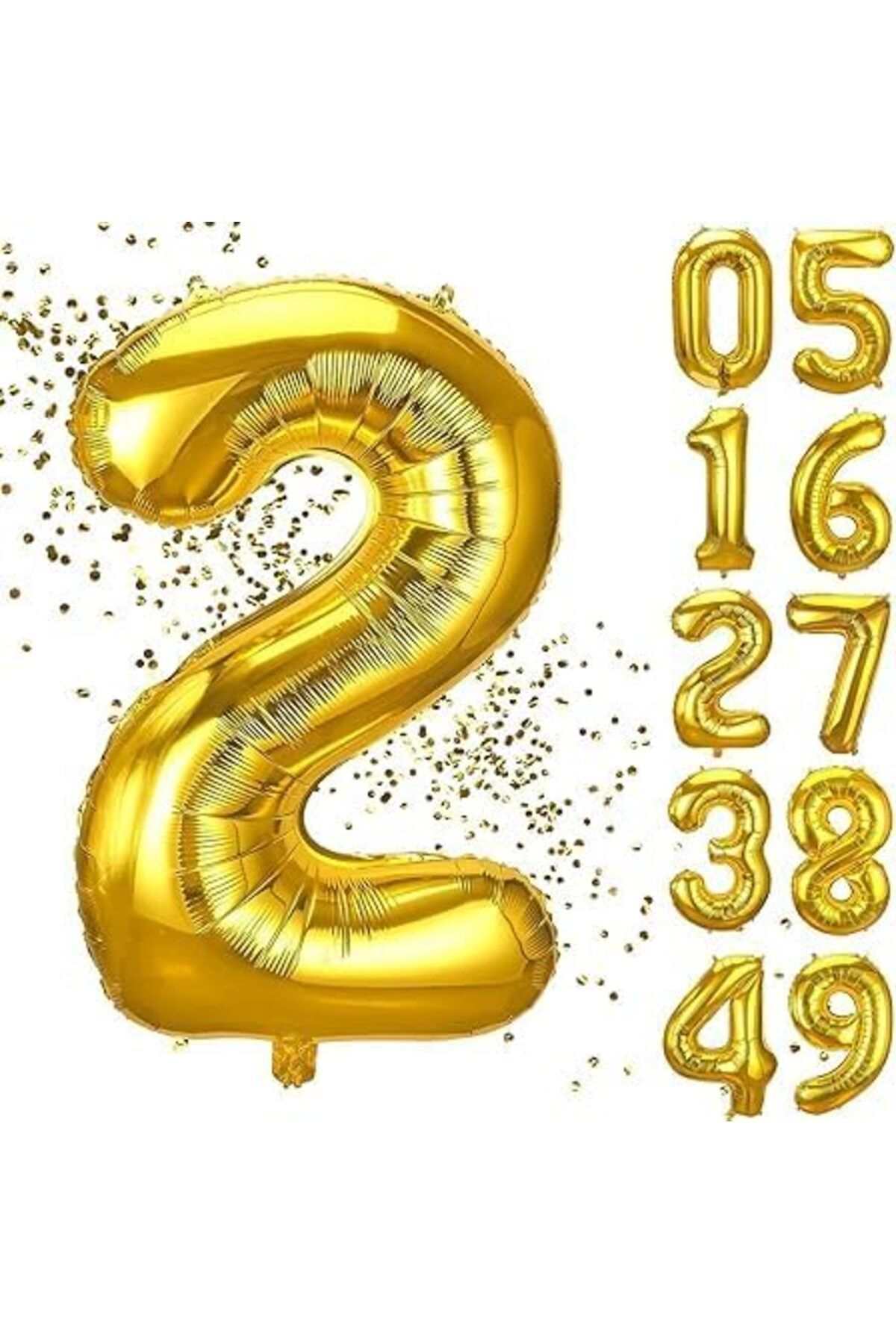 STOREMAX bystoreby 2 Yaş Doğum Günü Rakamlı Balon Yaş Günü Gold Renk Folyo Uçan Balon 102 cm Doğum