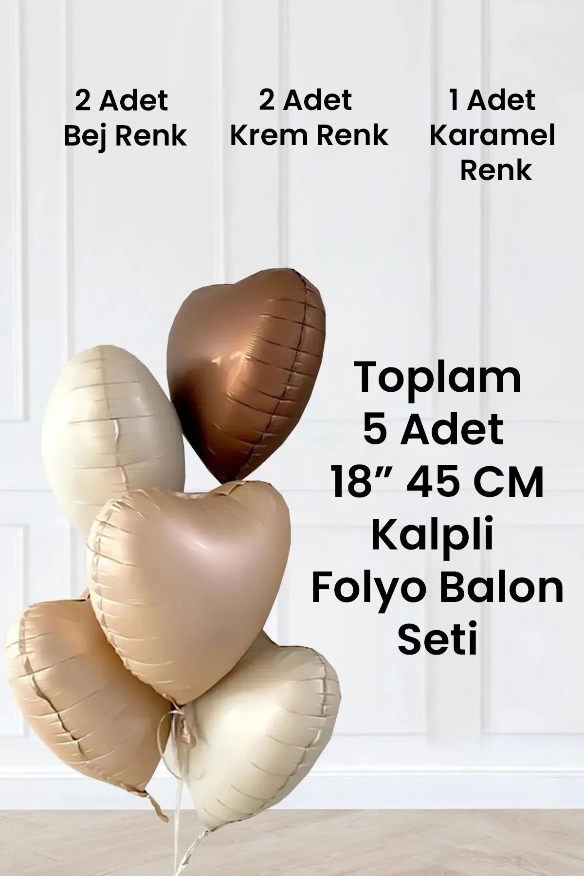 Teklifhanem 5 Adet Retro Folyo Kalpli Balon Seti – Krem, Kahverengi, Bej Renklerde 🎈✨