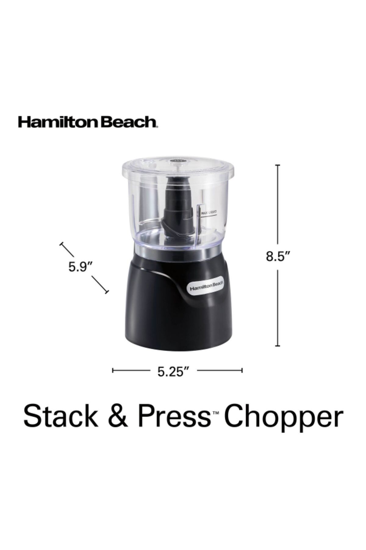 Hamilton Beach-350W Stack and Press Food Chopper with Removable Bowl and Blade 710ml 6