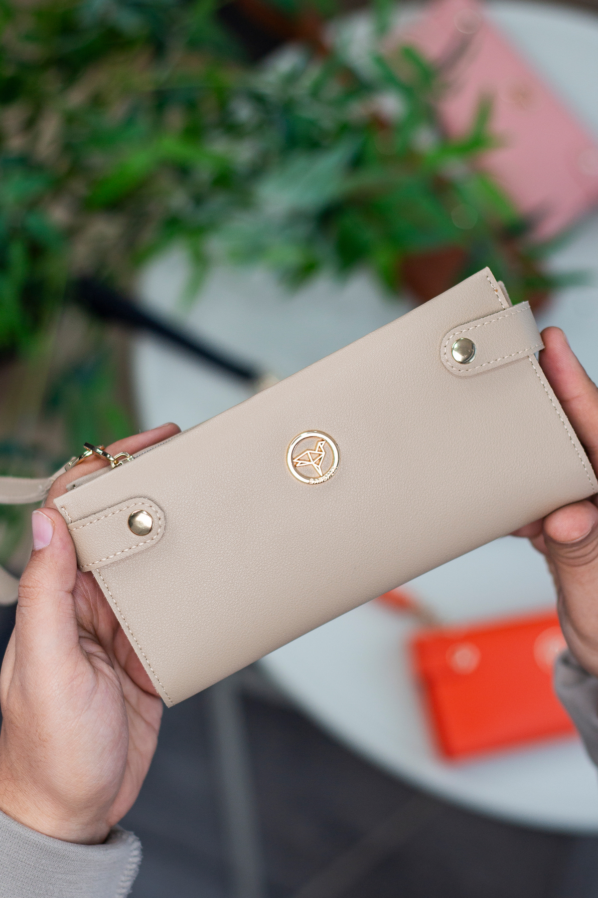 Garbalia  Tiran Bilek Askılı Bozuk Para Bölmeli Bol Kartlıklı Bej Kadın Cüzdanı - Görsel 8