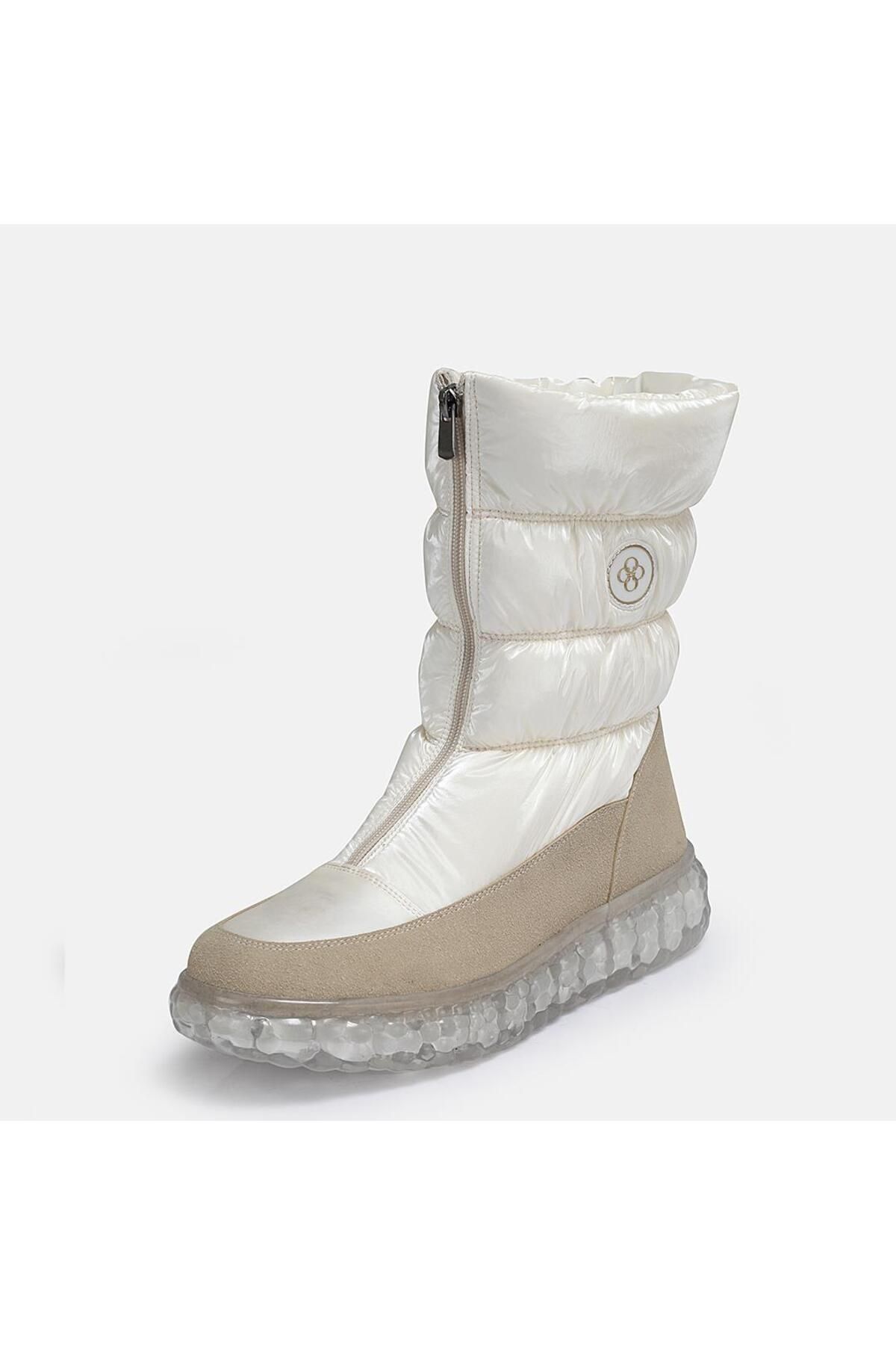 37Numara-Beige Shiny Large Size Women's Snow Boots - 42-43-44-45 5