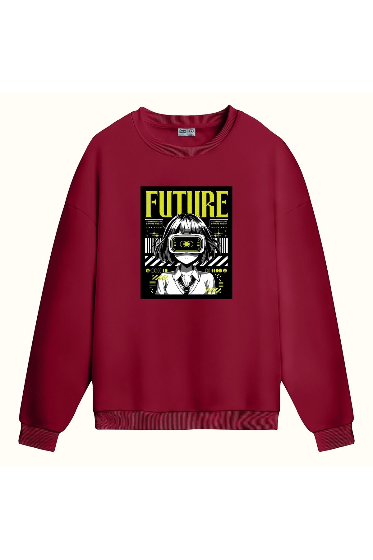 CCwear the future baskılı bisiklet yaka sweatshirt