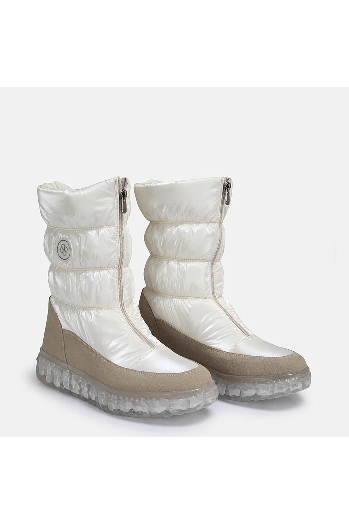 37Numara-Beige Shiny Large Size Women's Snow Boots - 42-43-44-45 3