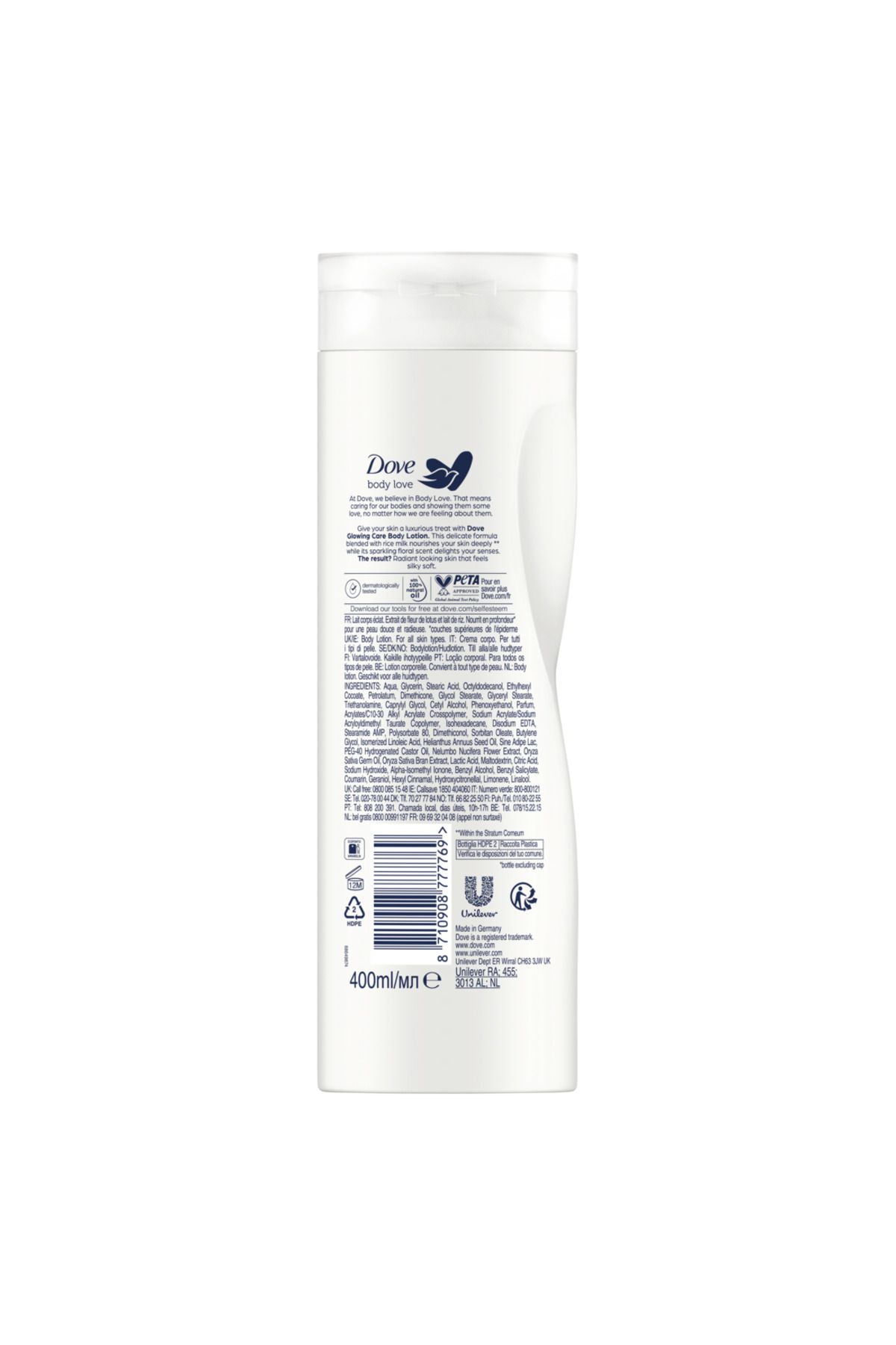 Dove-Body Love Glowing Care Body Lotion, 100% Natural Oils, Lotus Flower Extract & Rice Milk, 400ml 2