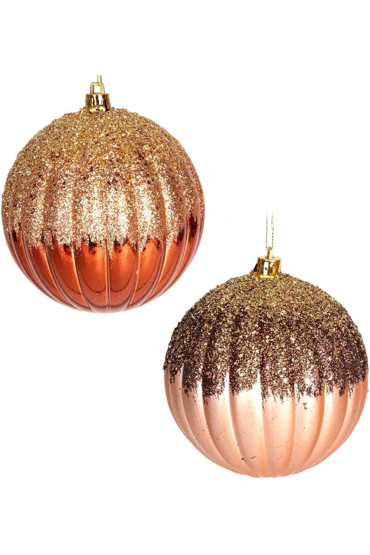 STOREMAX lbstorex Yılbaşı Topu Gold Simli 2'li Paket Gold-Bronz 10 Cm. Newdsng 1116818