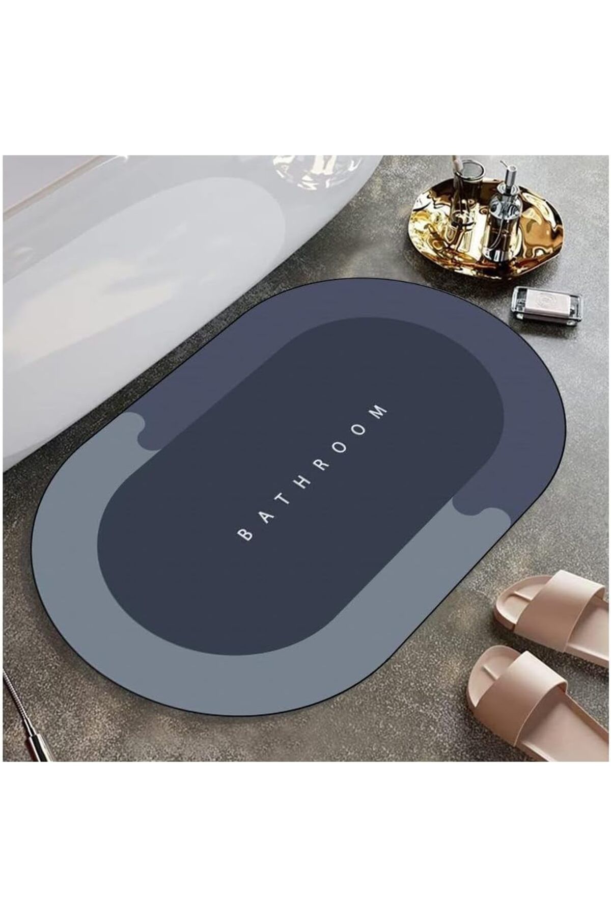 STOREMAX htpshopmx Banyo Paspası Süper Su Emici Kaymaz Tabanlı Paspas Banyo Paspası Oval Diatomit Paspas