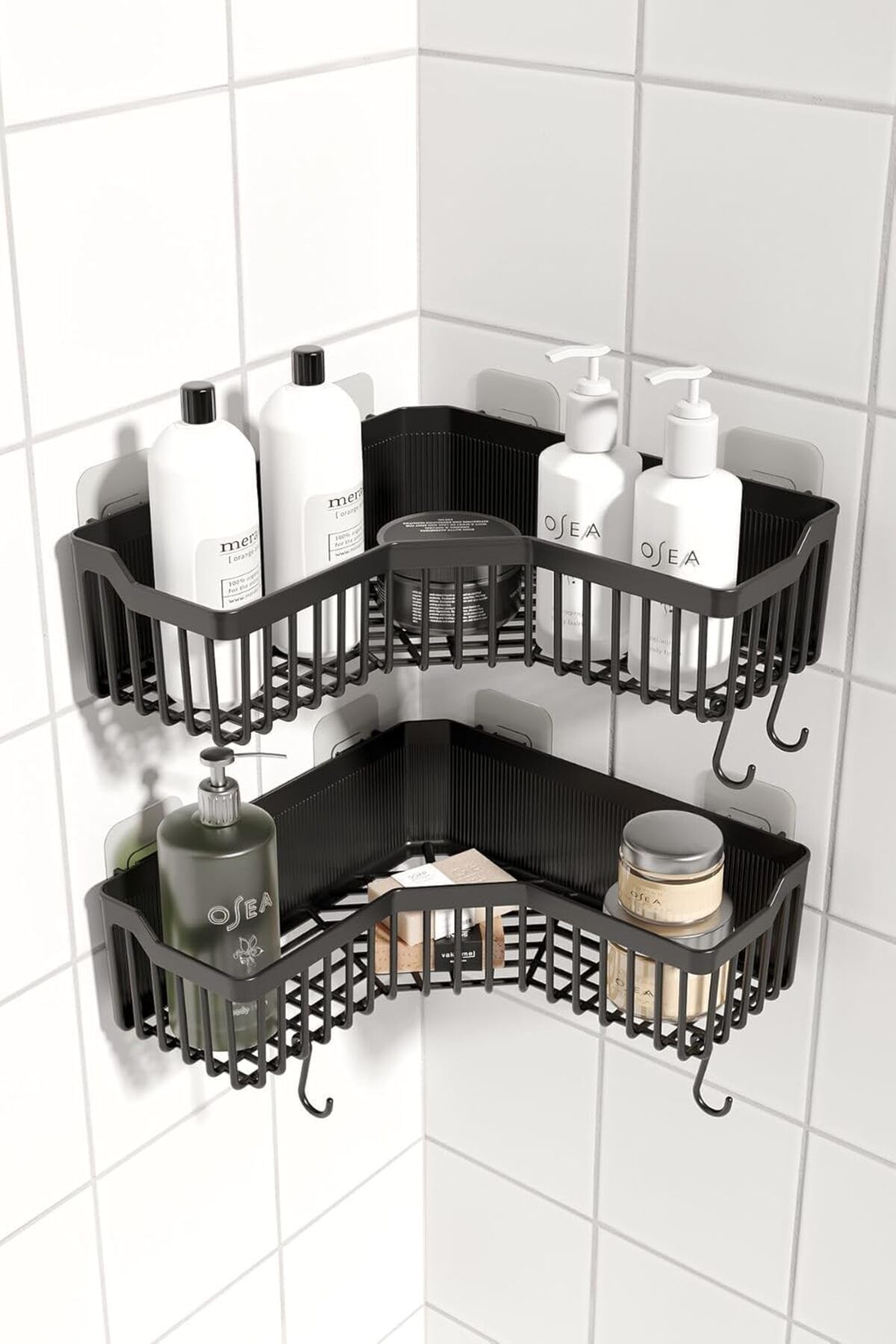 STOREMAX mrttnca HOME Banyor Köşelik Yapışkanlı Banyo Rafı, 2'li Banyo Düzenleyici, Duş Rafı Organiz