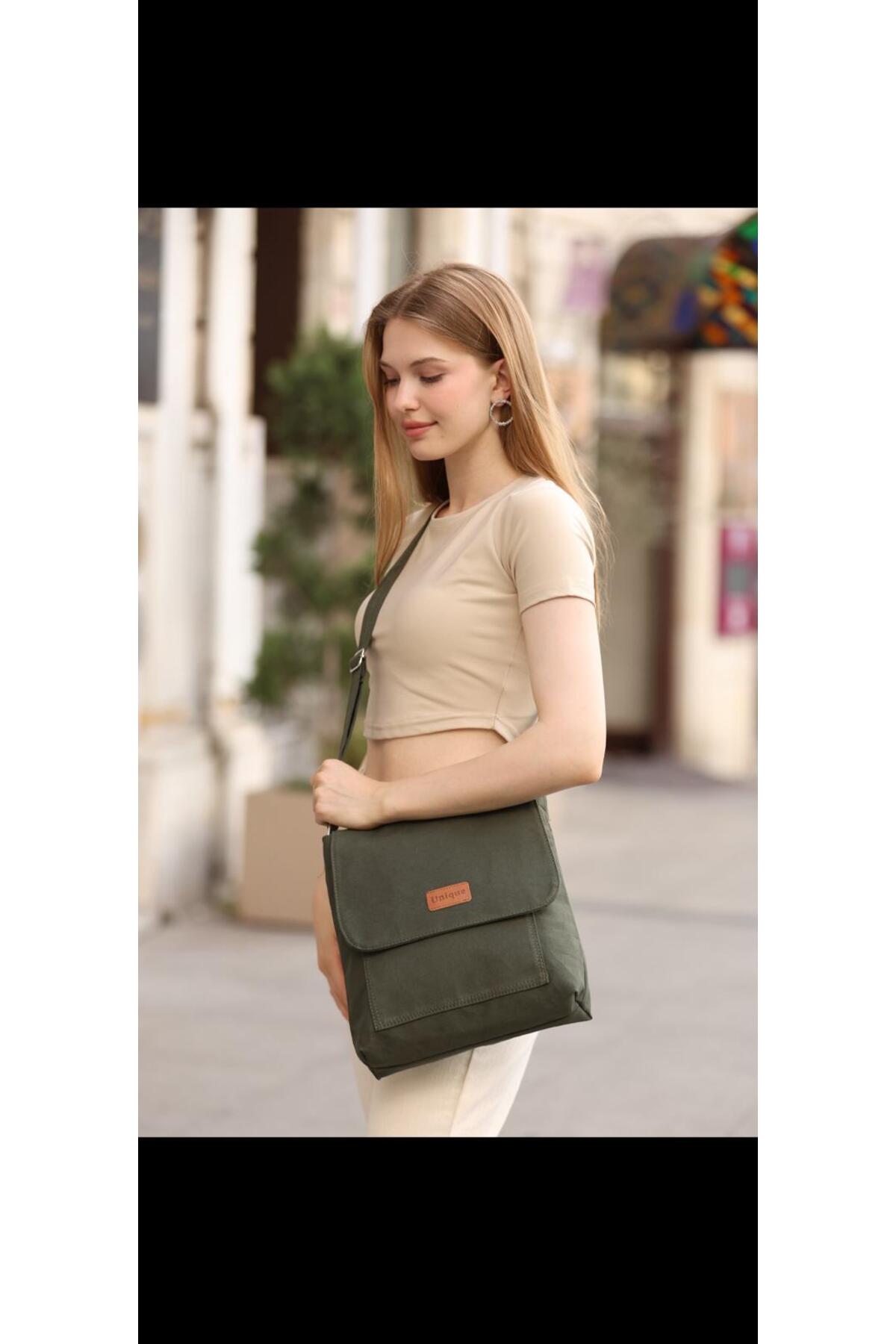 PASSTELL  Kanvas Kumaş Unisex Postacı Çanta - Görsel 6