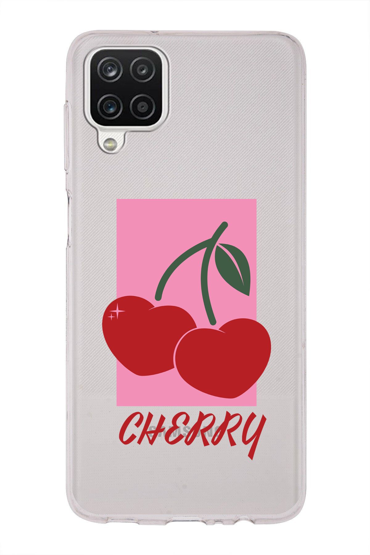 moonset Samsung Galaxy A22 / M22 / M32 Uyumlu Cherry Tasarımlı Baskılı Şeffaf Telefon Kılıfı