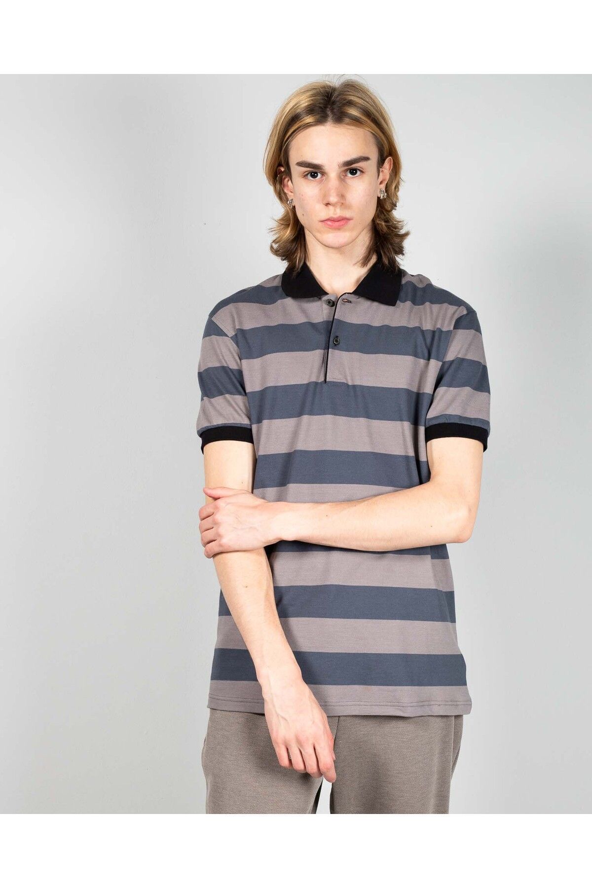 Miniprix-Men's casual striped cotton T-shirt 24KOS47001 1