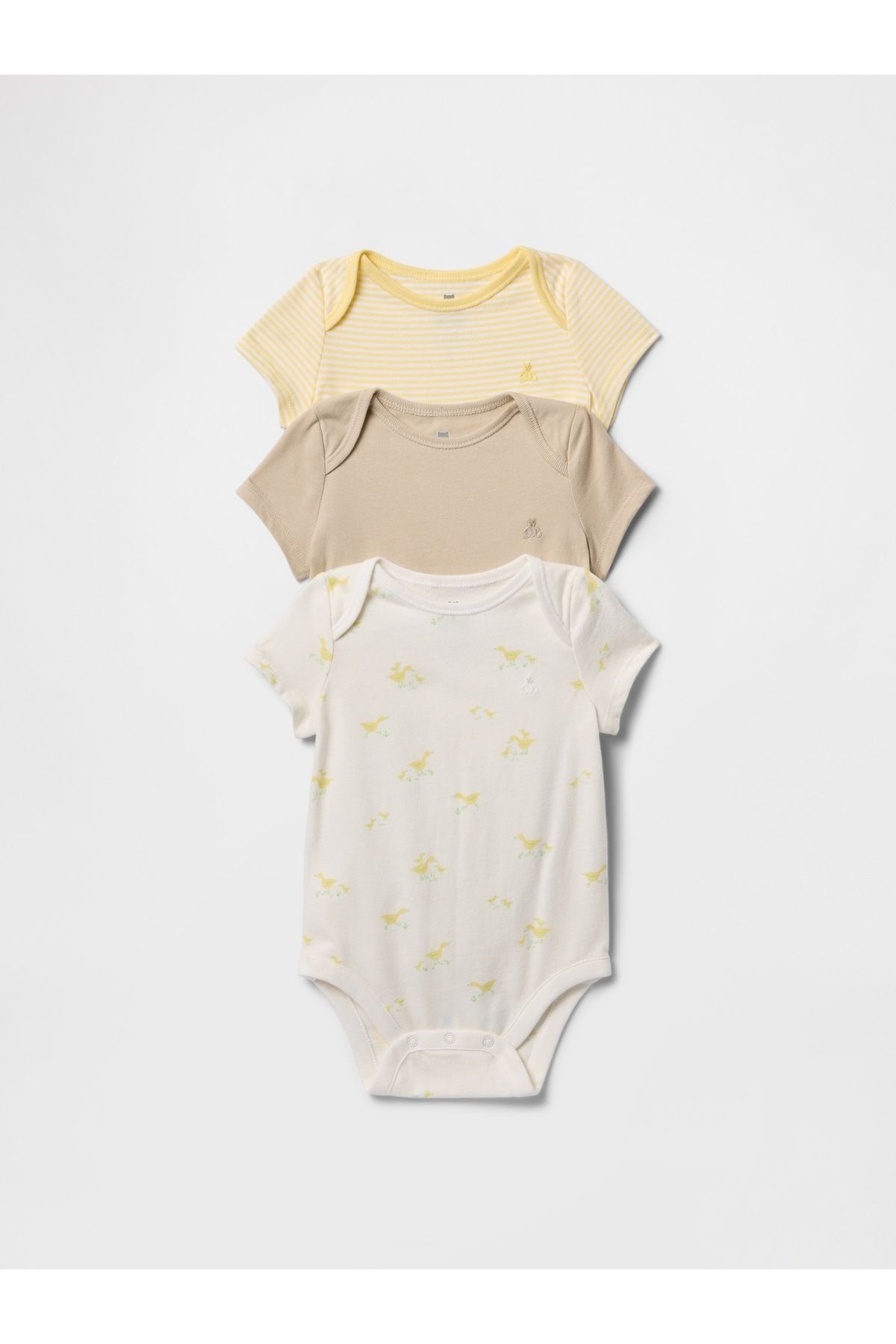 GAP Bebek Çok Renkli First Favorites Organik Pamuk 3'lü Bodysuit Seti