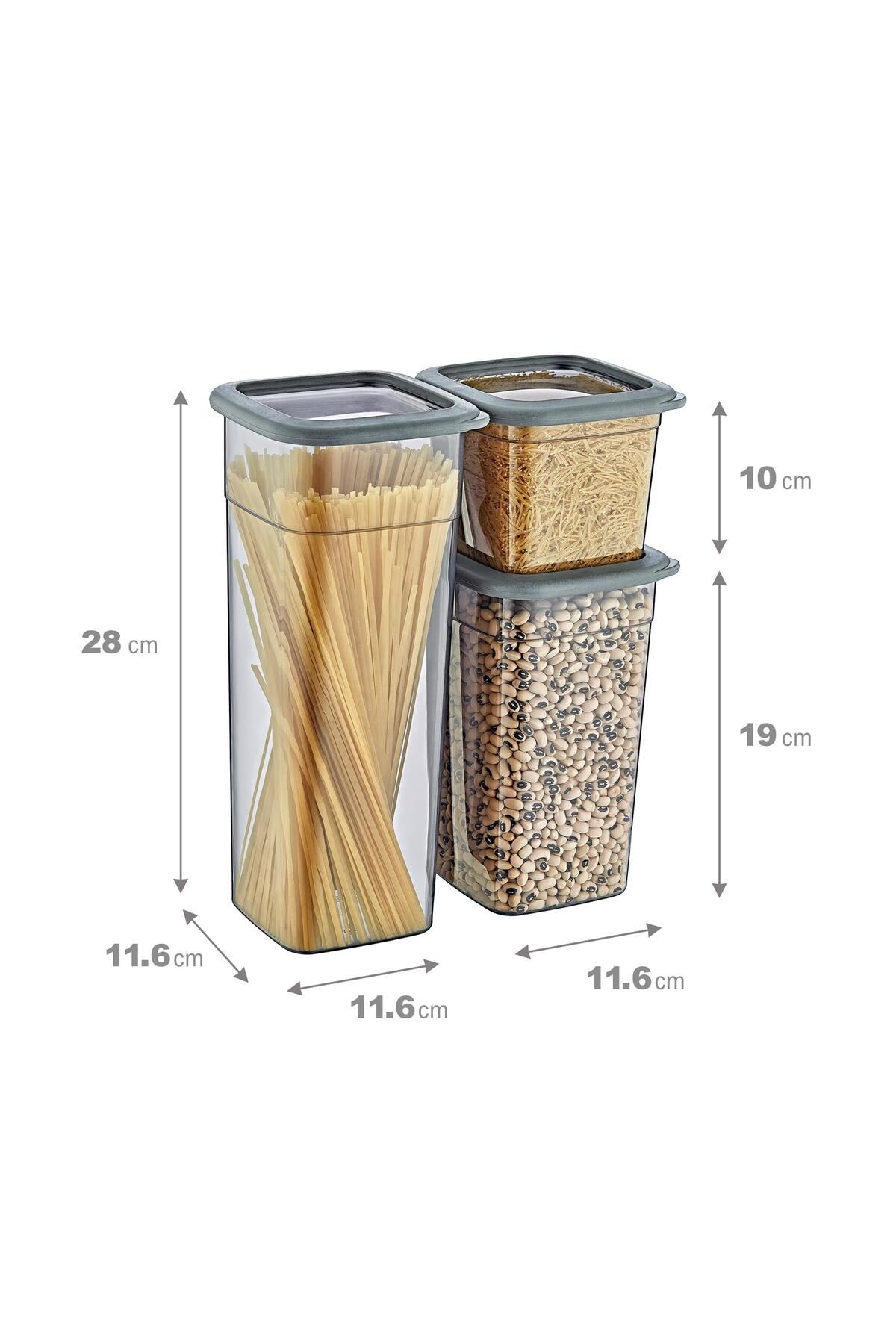 Smartware-Anthracite Set of 4 Skali Square Storage Containers - 740ml, 1440ml, 2350ml 4