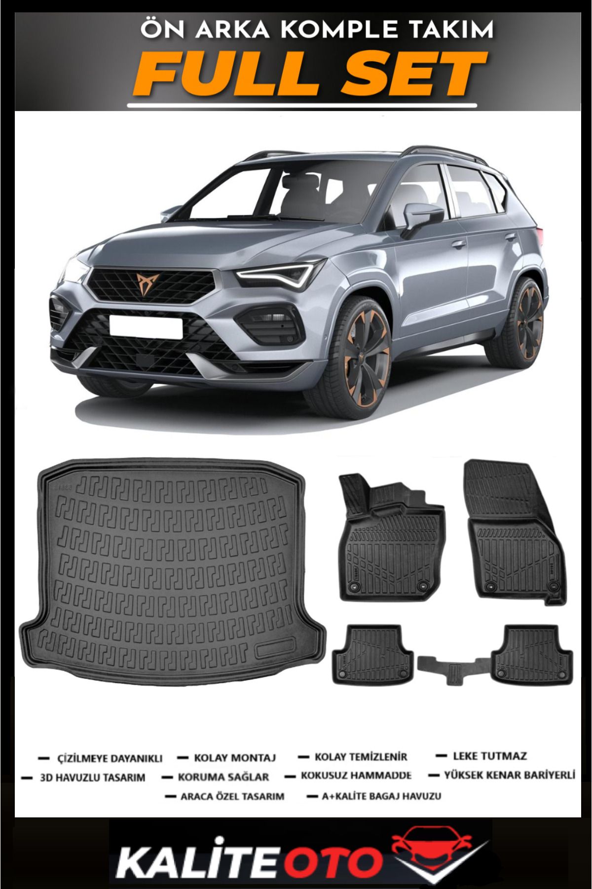 ko kaliteoto Cupra Ateca Bagaj Havuzu+4.5D Paspas Takımı