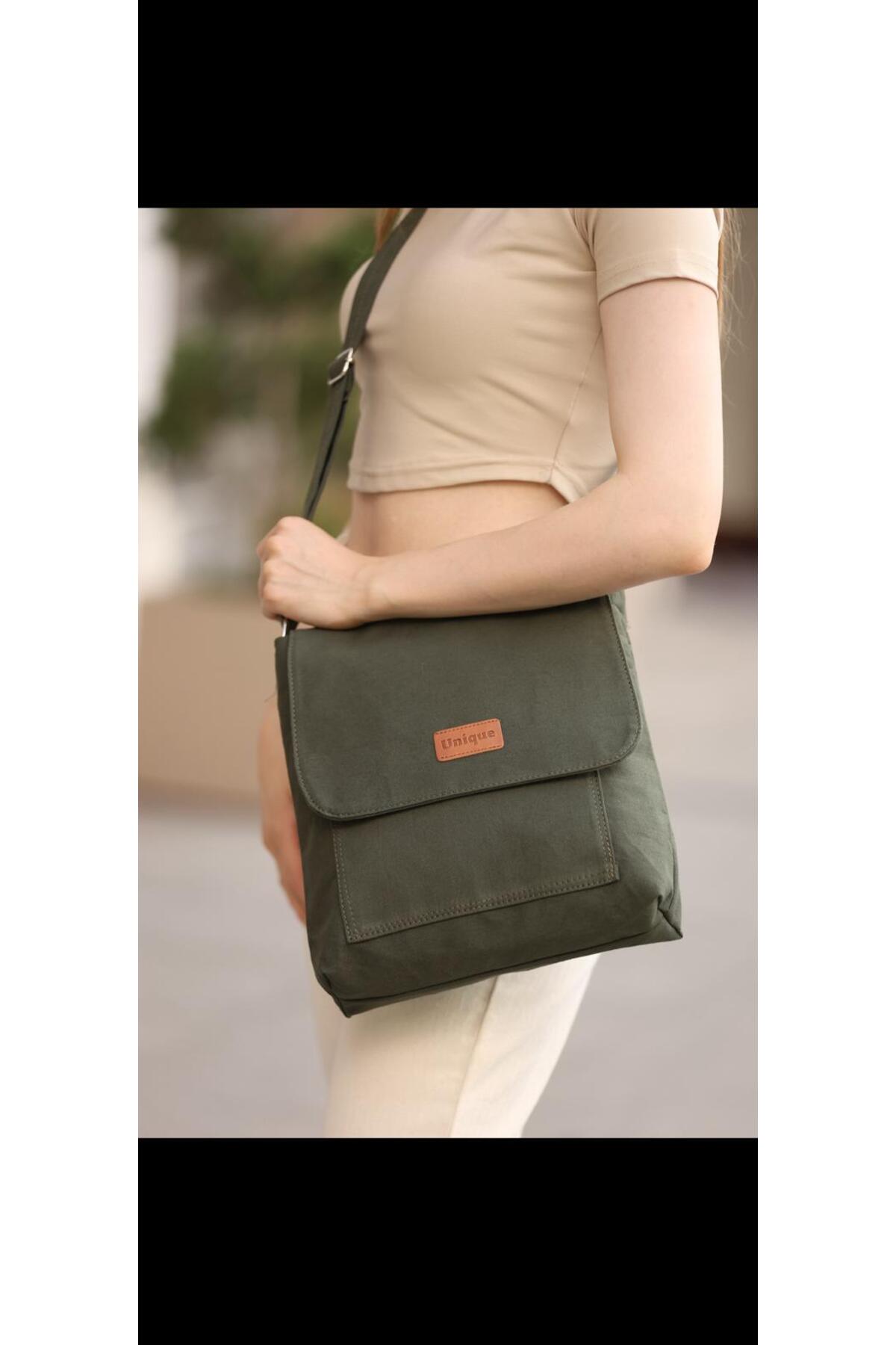 PASSTELL  Kanvas Kumaş Unisex Postacı Çanta - Görsel 4