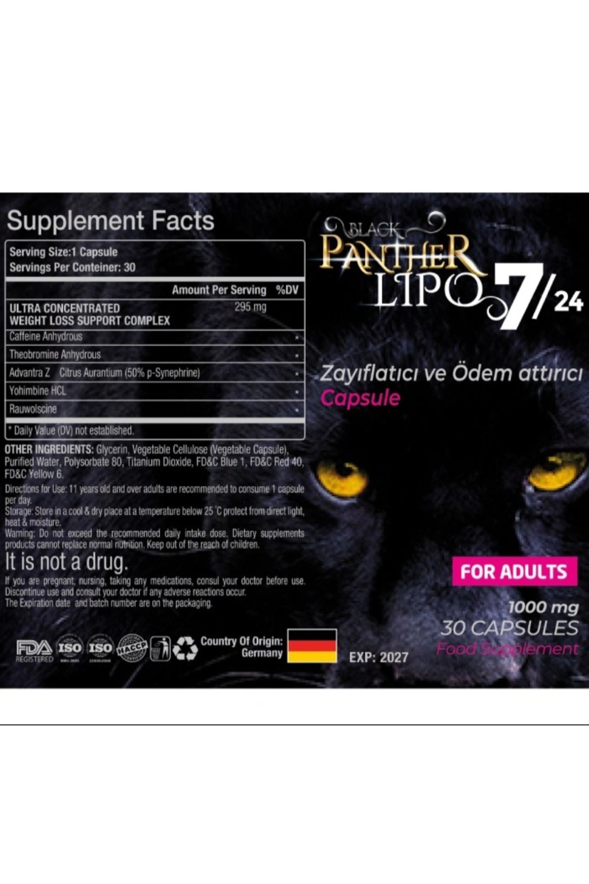 Nutriking-Black Panther Lipo Max Appetite Cutter 7/24 30 Capsules 2