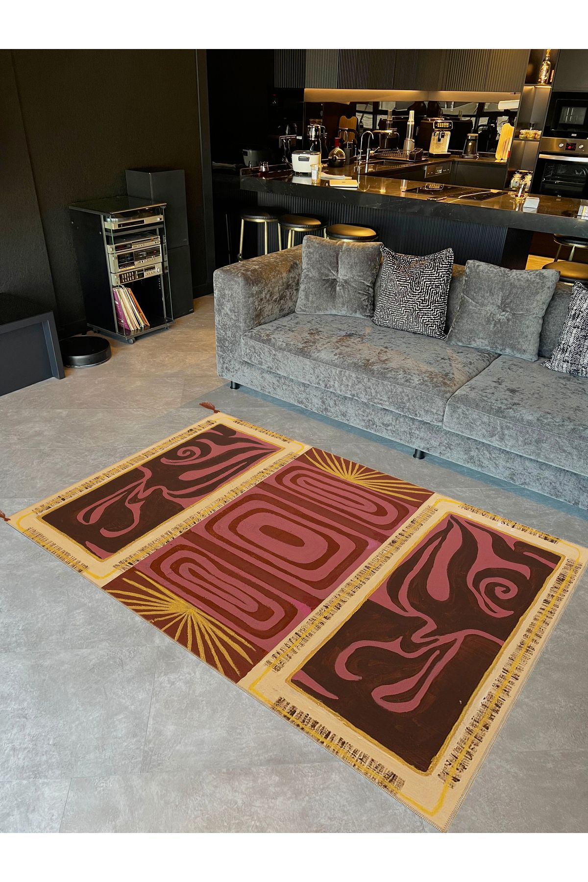 Rugs Modern Halı Royal Çok Renkli Püskül Detaylı Desenli Dokuma Taban Modern Dekoratif Halı royal01