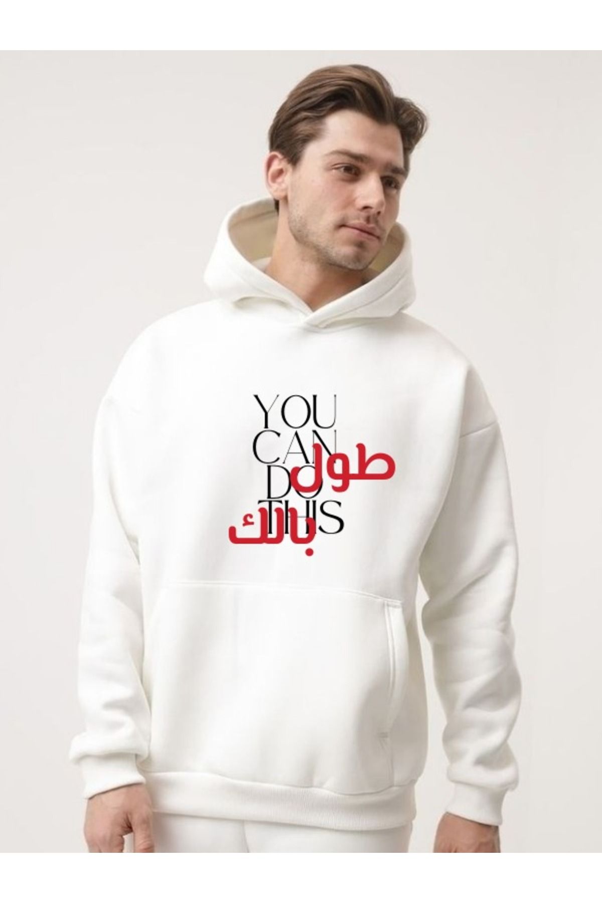 EFFRENATU Hoodie Kışlık Sweatshirt Suriye Bayrağı Baskılı Oversize Kalın Kapüşonlu  3 iplik