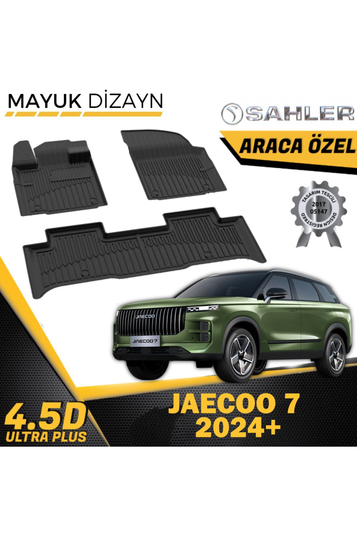 Mayuk Dizayn JAECOO 7 2024+ UYUMLU ARACA ÖZEL SAHLER 4.5D HAVUZLU PASPAS -MAYUK DİZAYN-